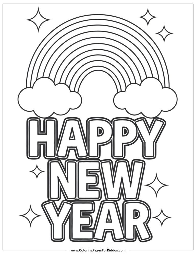 New Year's Coloring Pages: 48 Free Printable PDFs