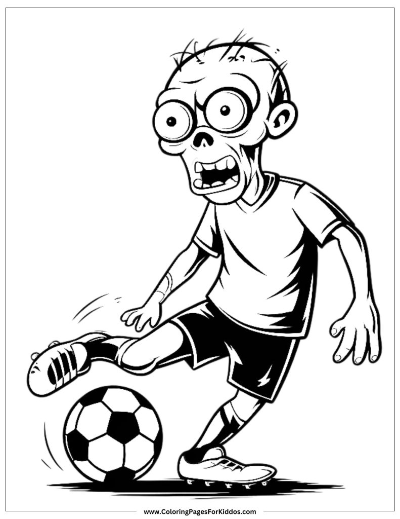 Football Zombie Coloring Page