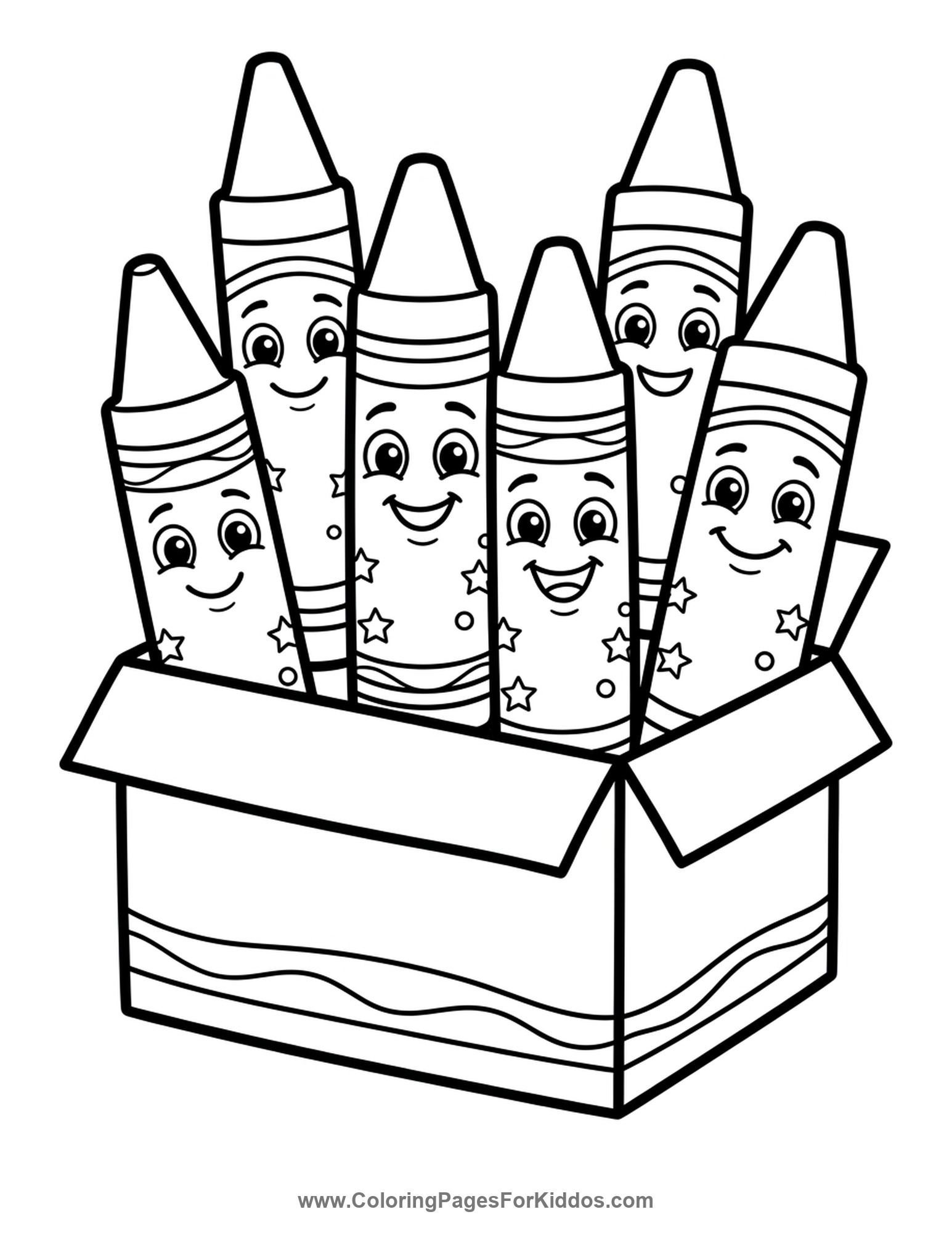 A Cheerful Box Of Crayons coloring page