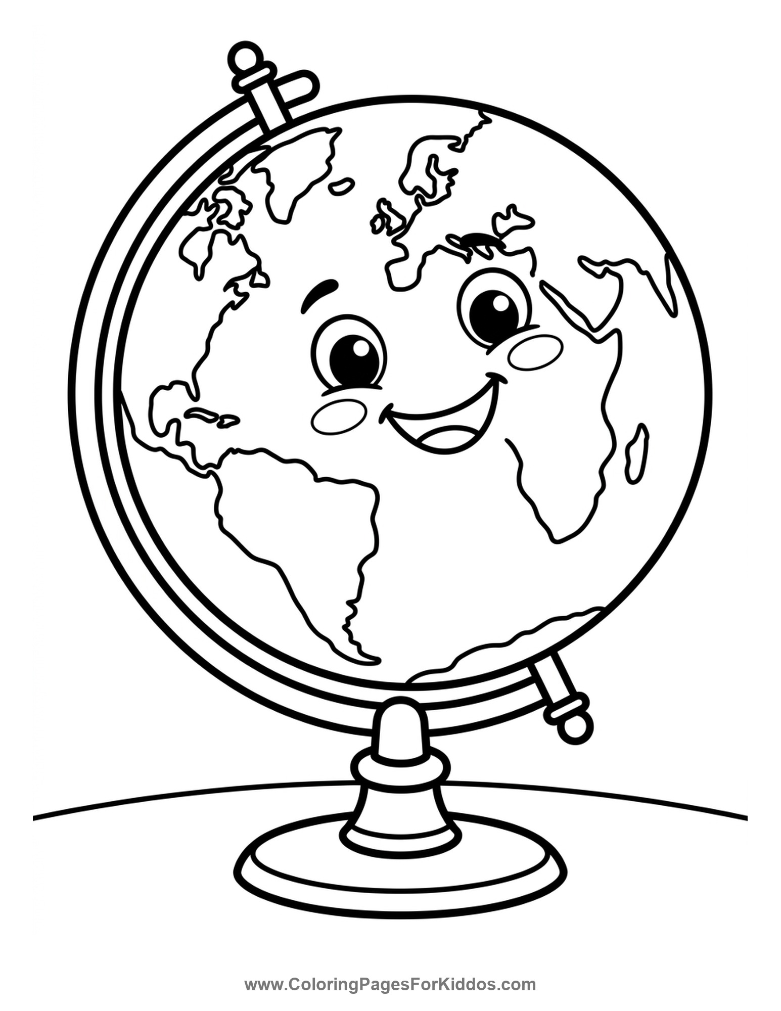 Smiling Desk Globe coloring page