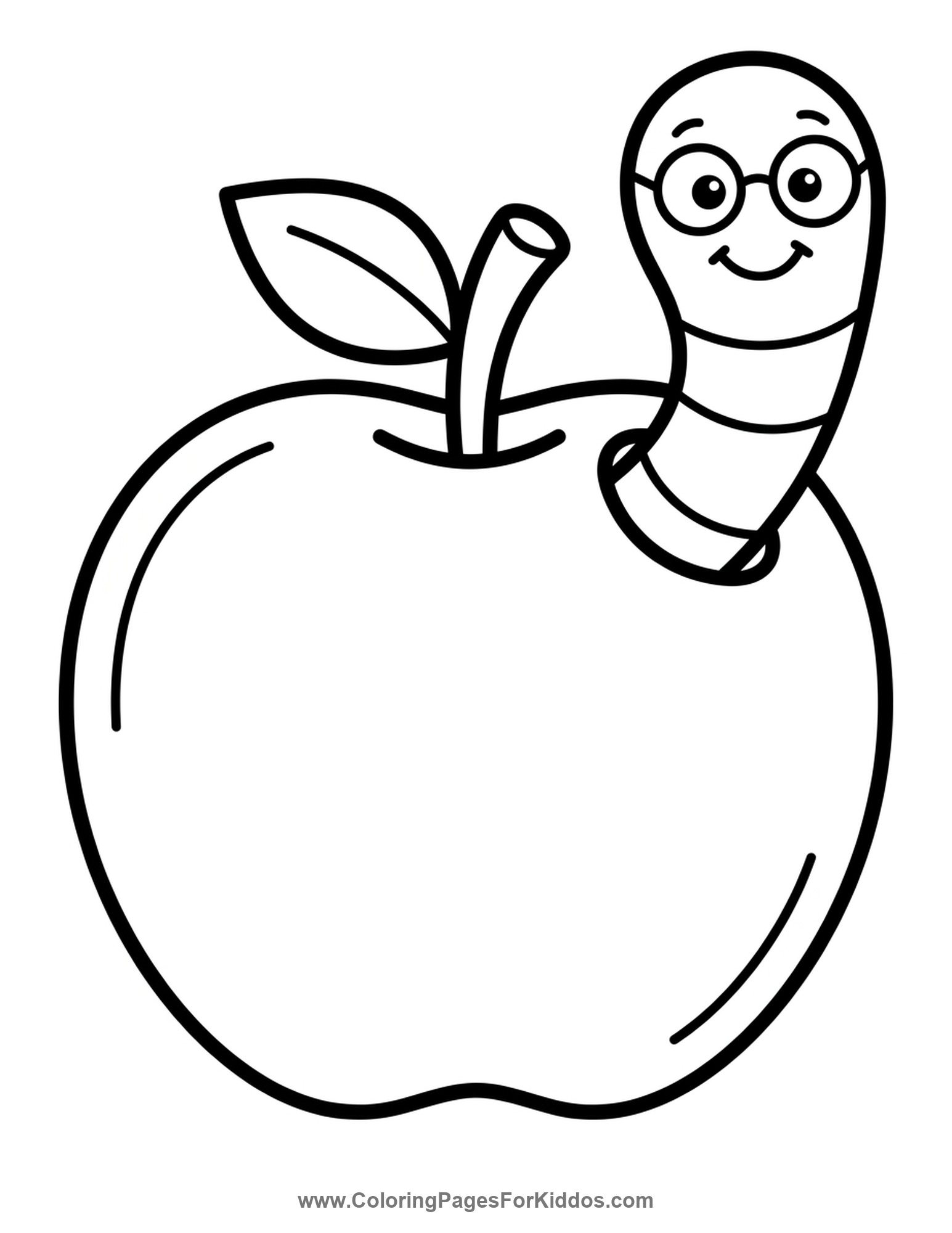Worm In A Shiny Apple coloring page