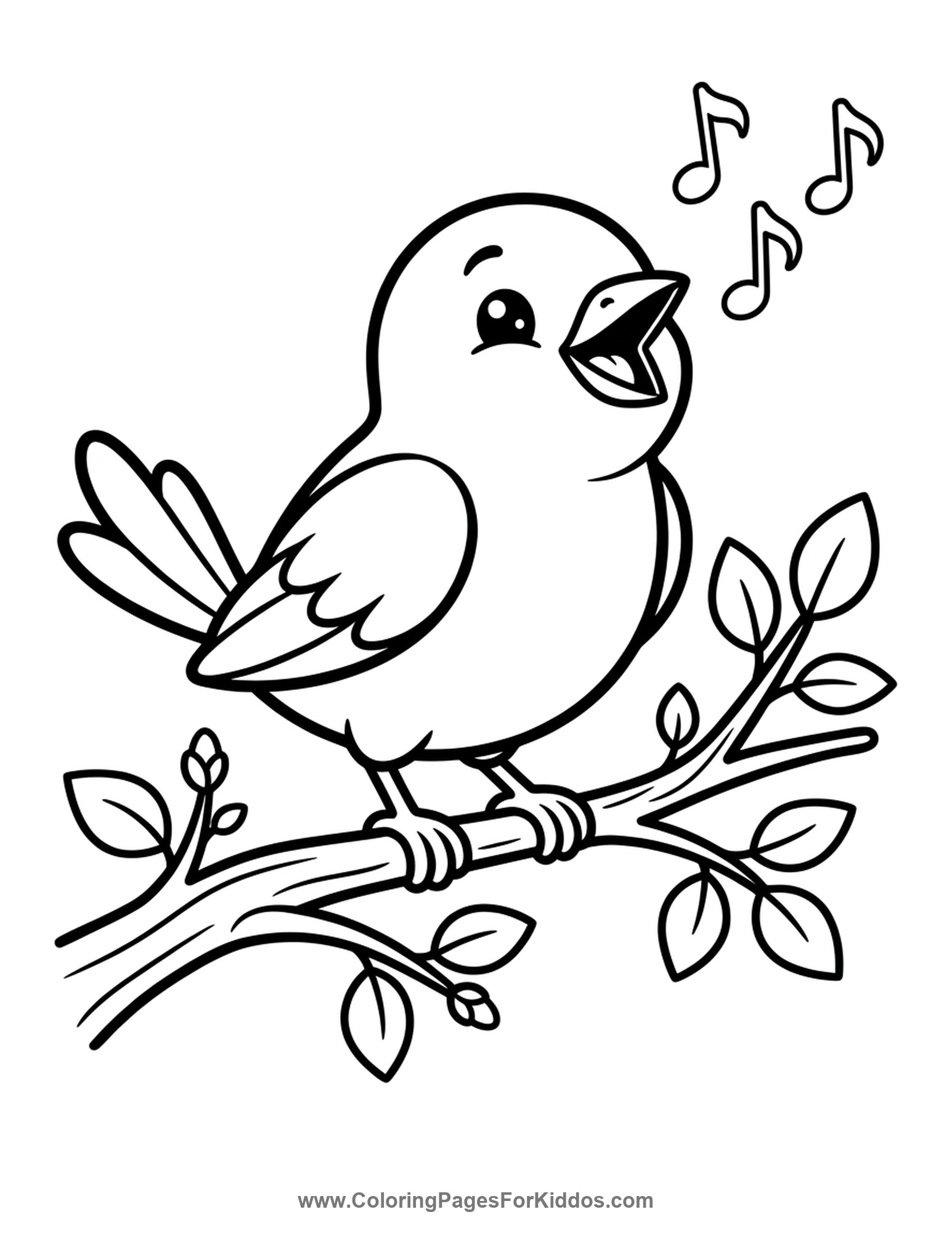 A Cheerful Singing Bird coloring page