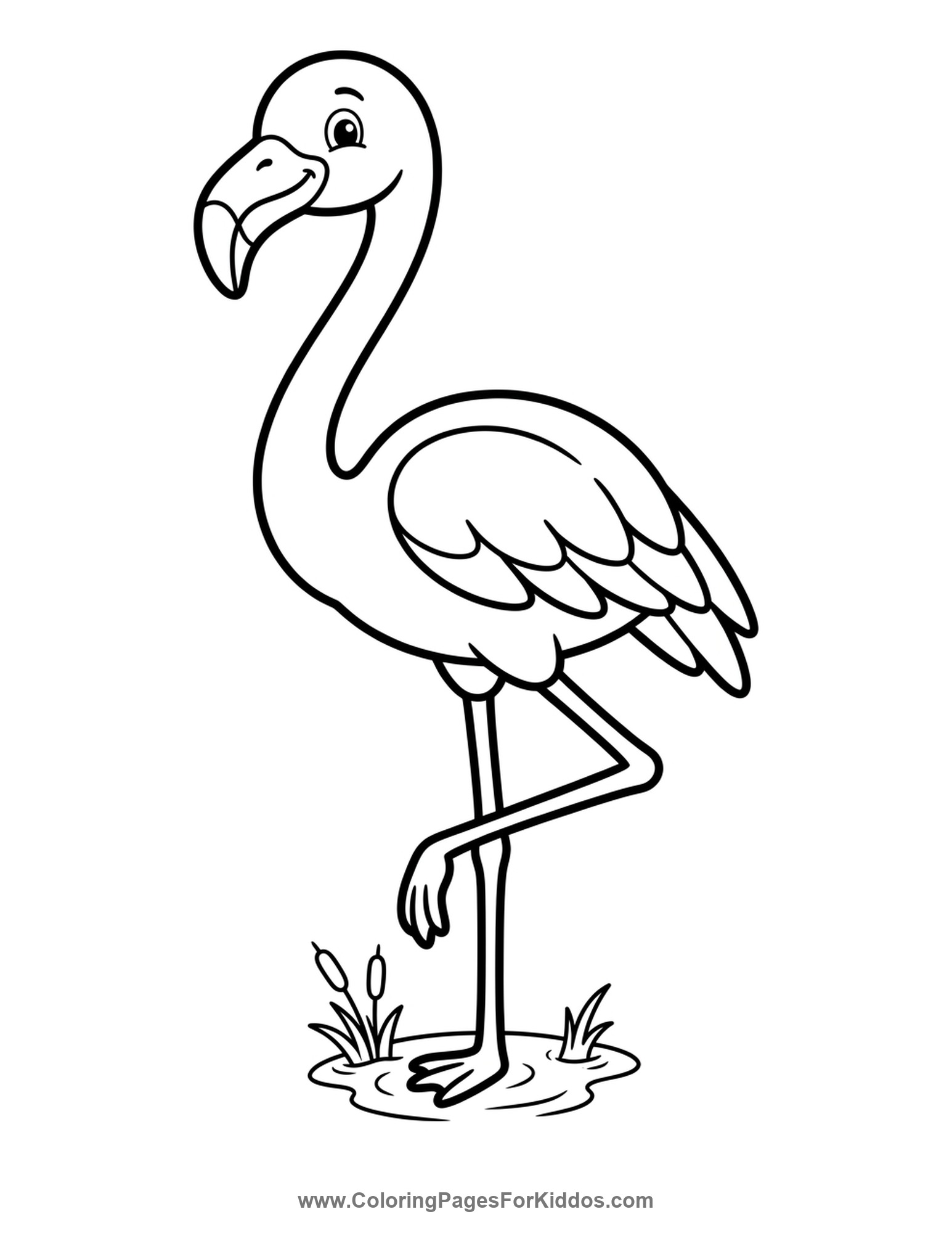 Flamingo On One Leg coloring page