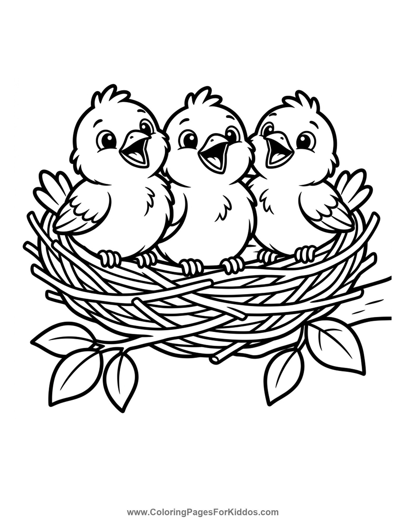 Hungry Baby Birds coloring page