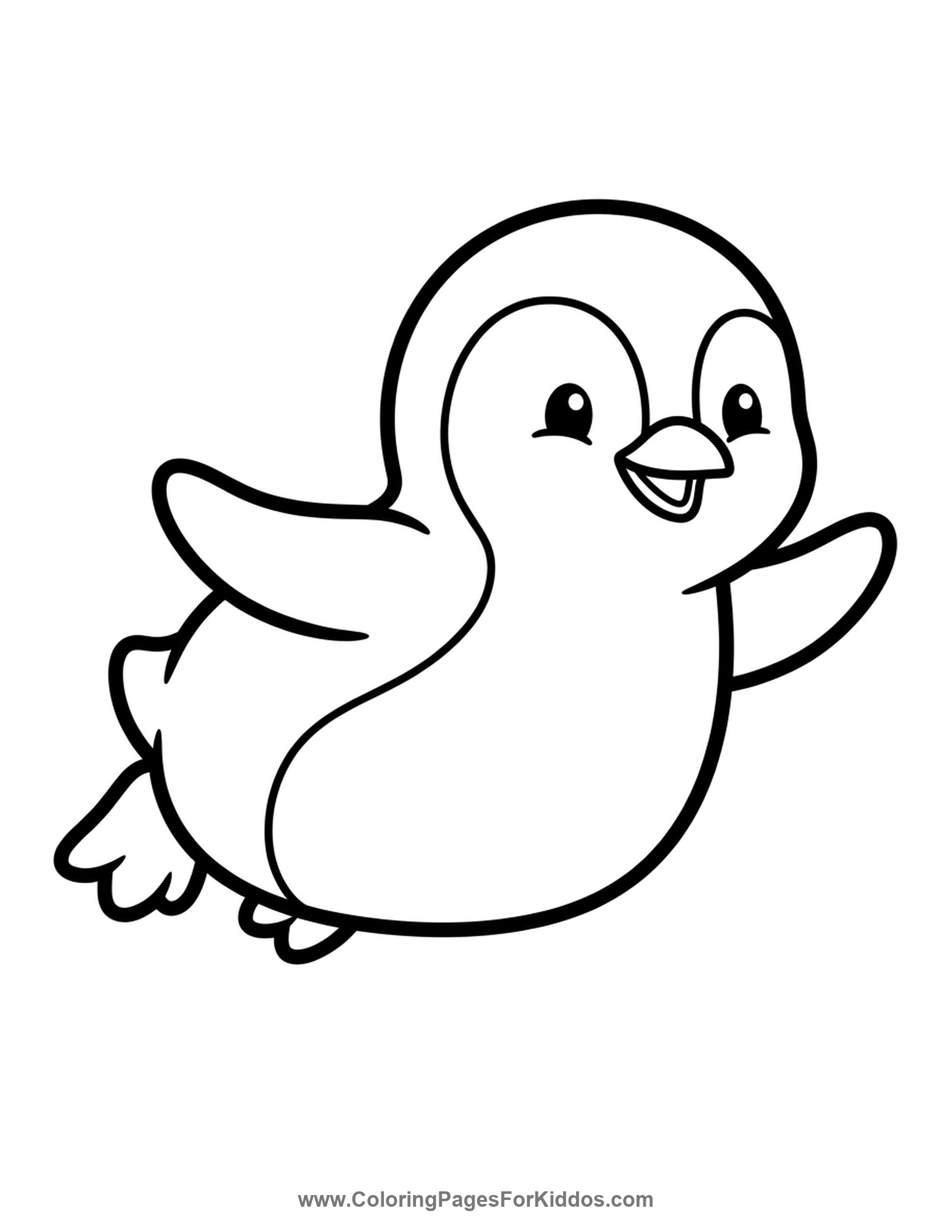 Penguin Goes For A Slide coloring page