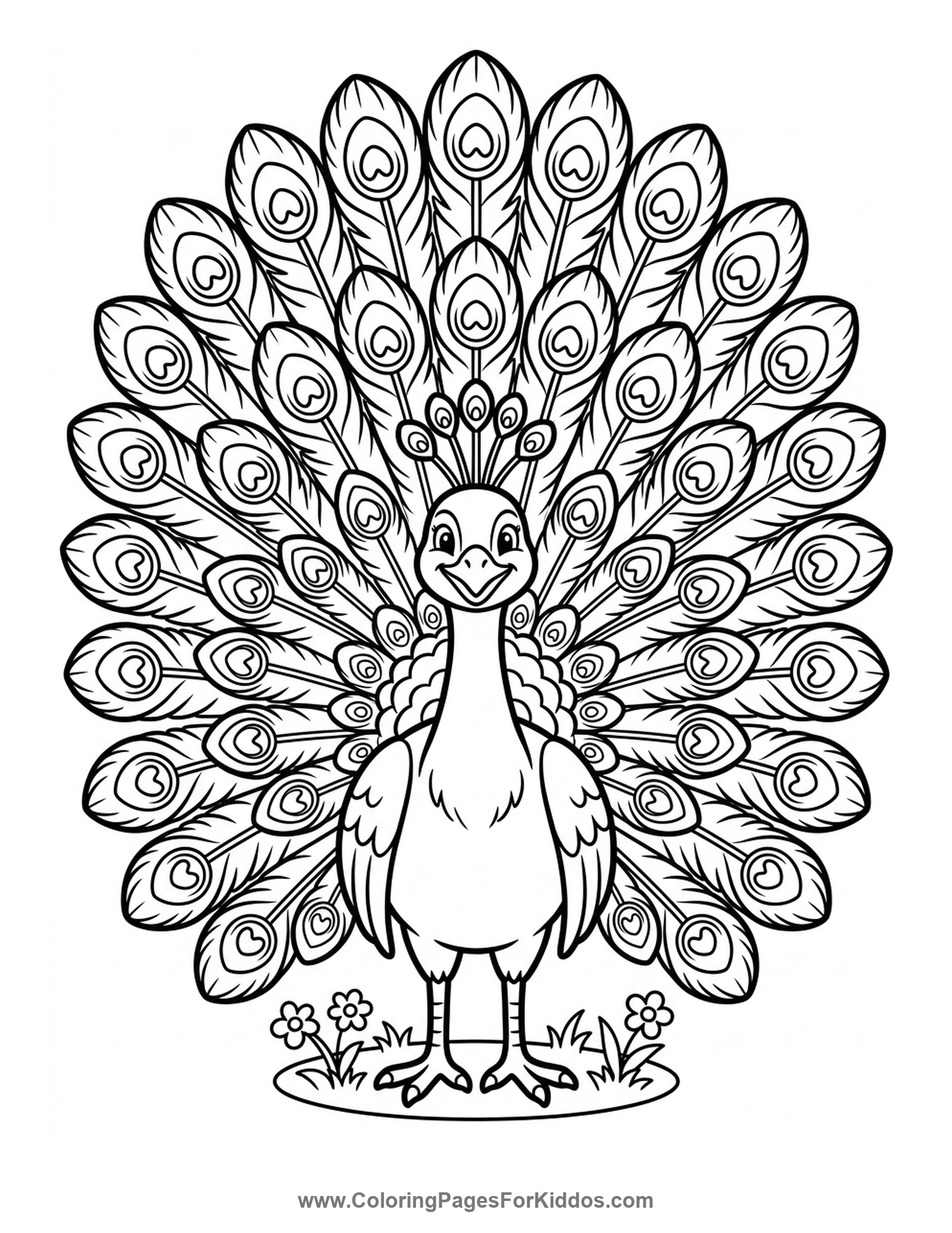 Proud Peacock's Tail coloring page
