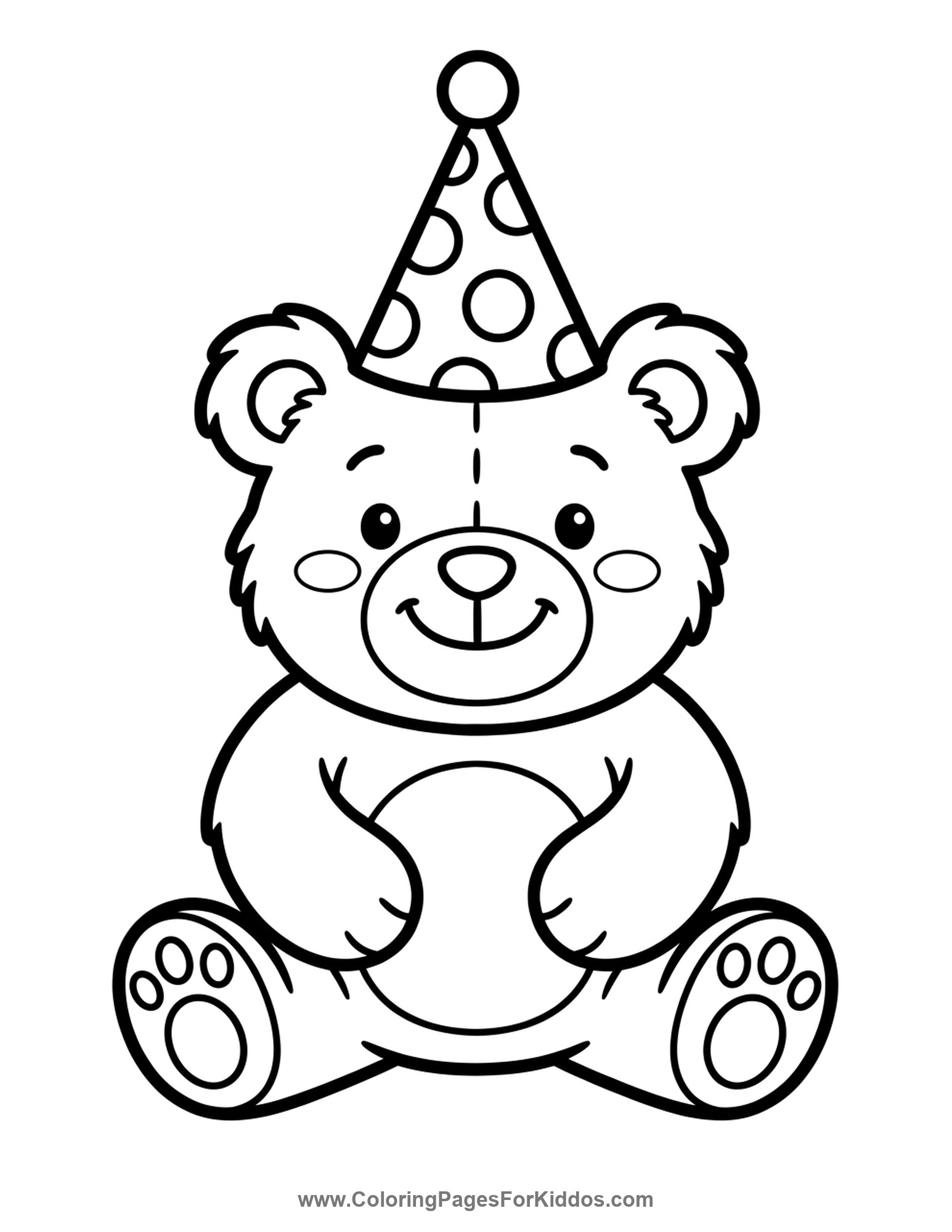 Bear Wearing A Party Hat coloring page