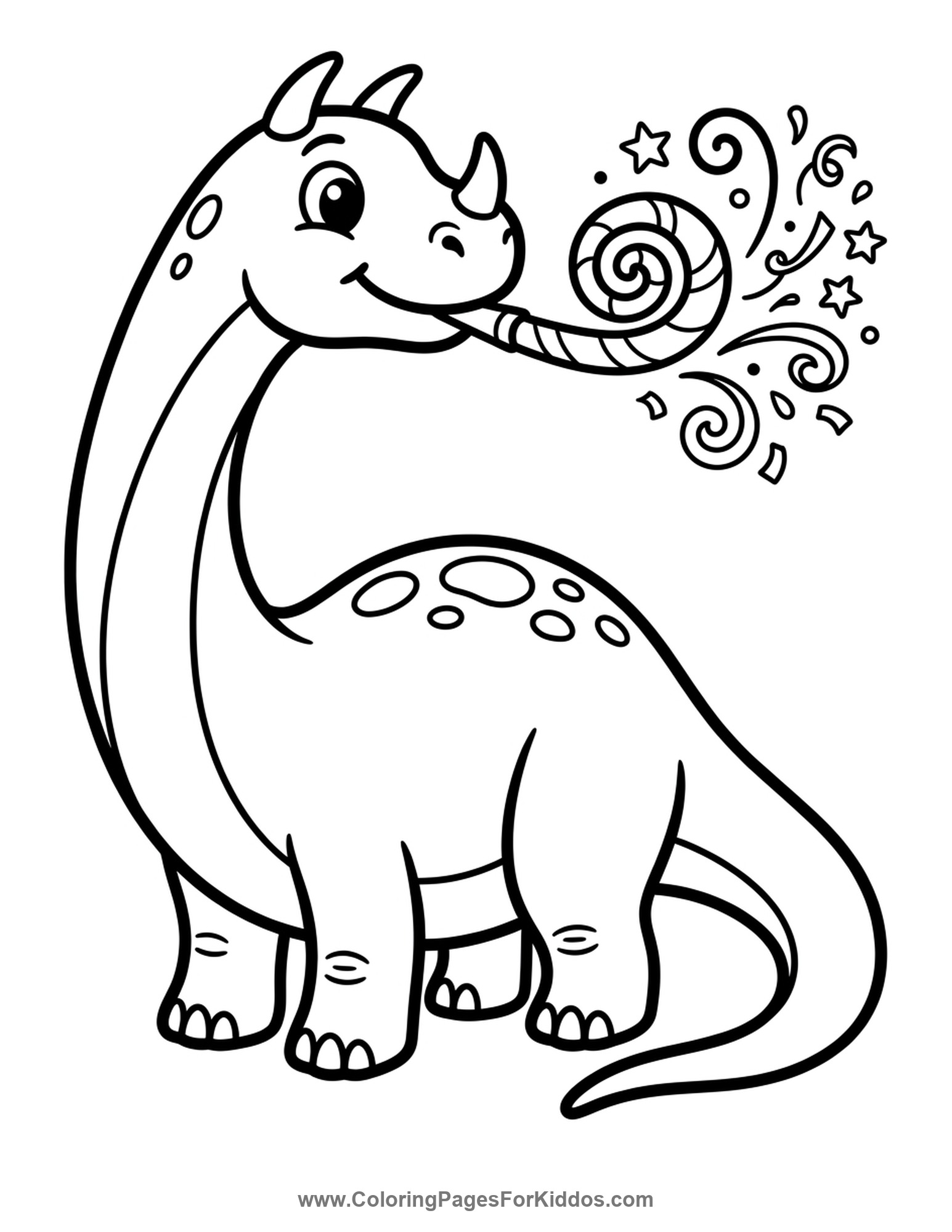 Dinosaur With A Noisemaker coloring page