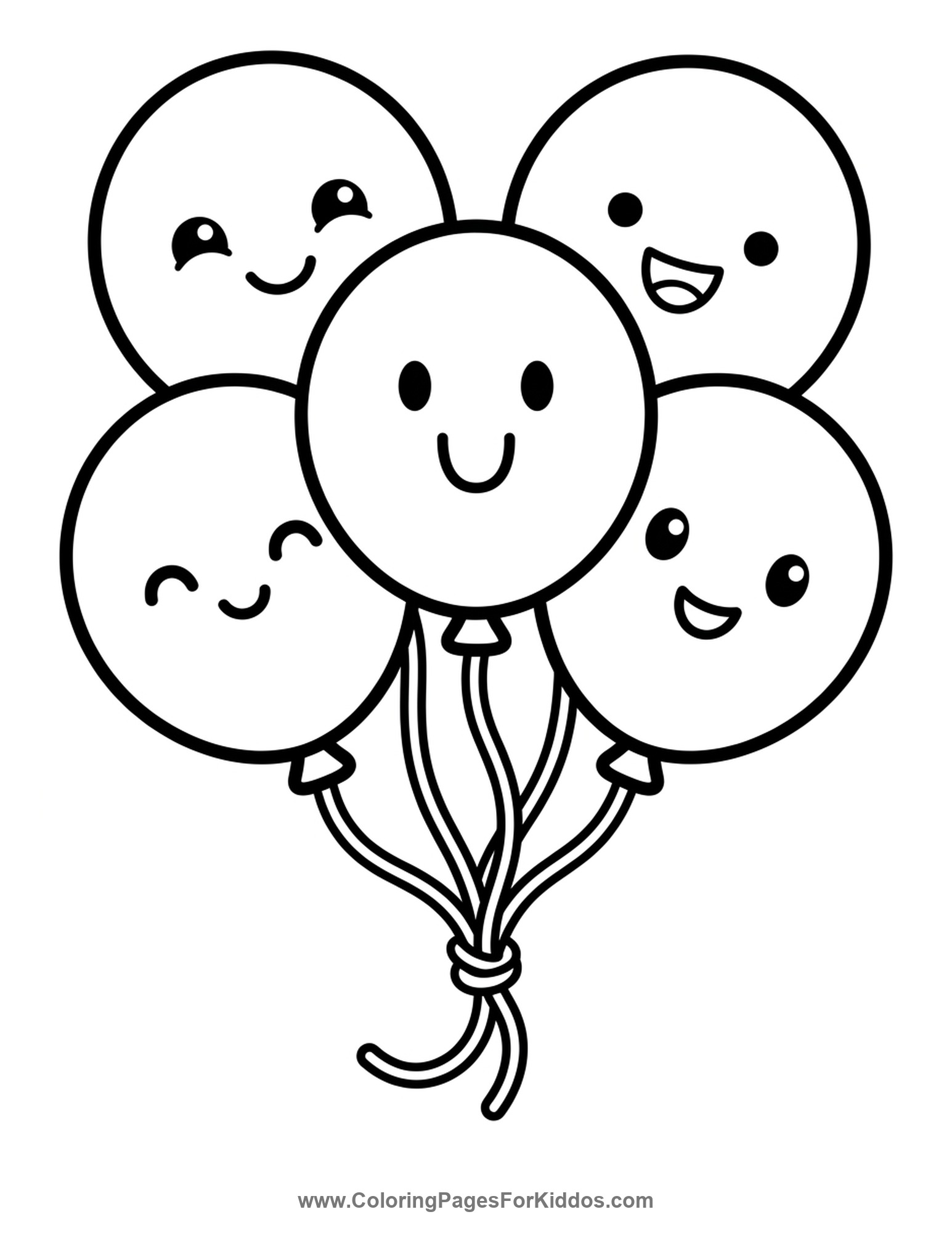 Happy Bunch Of Balloons coloring page