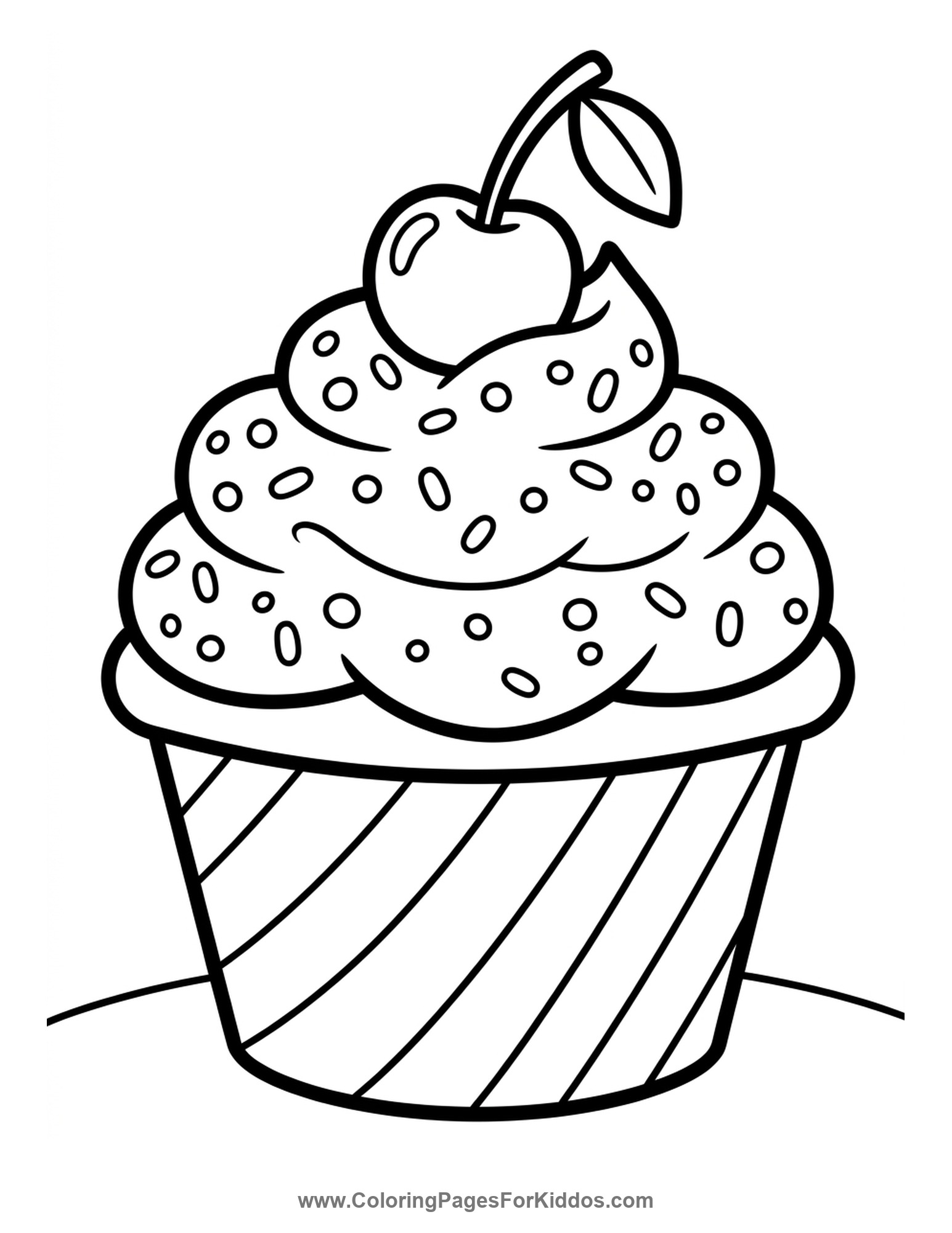 Smiling Birthday Cupcake coloring page