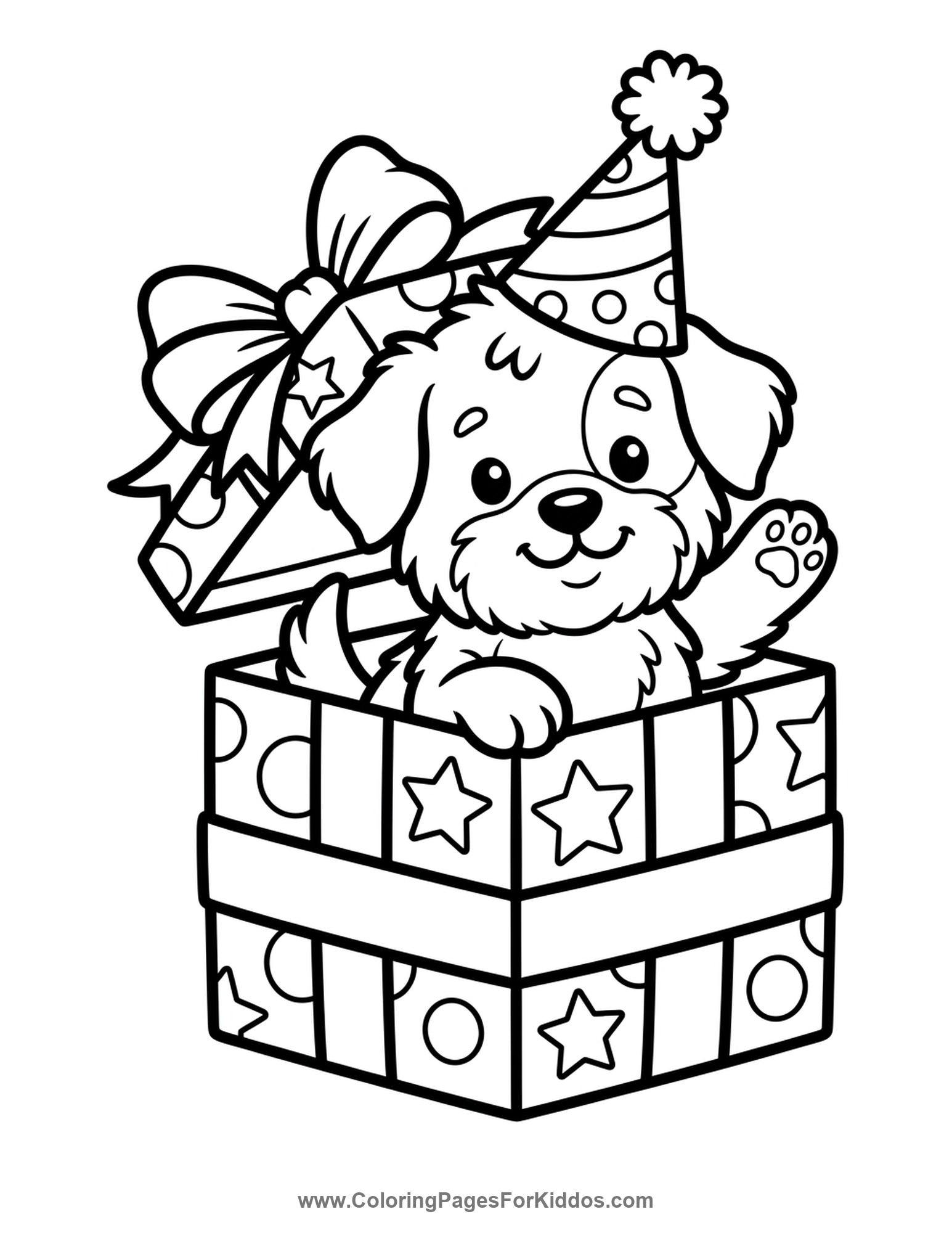 Surprise Puppy In A Box coloring page