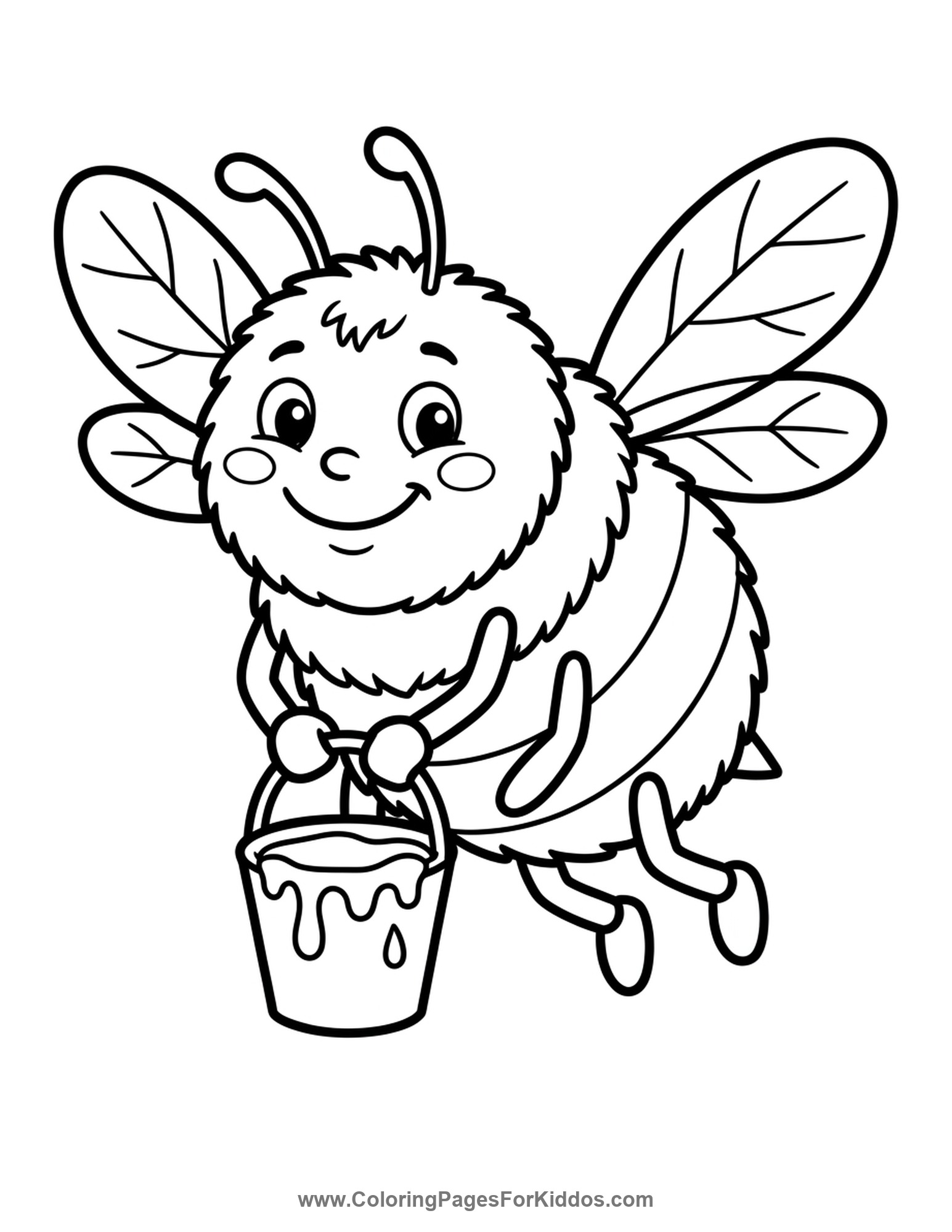 Busy Bee With Honey coloring page