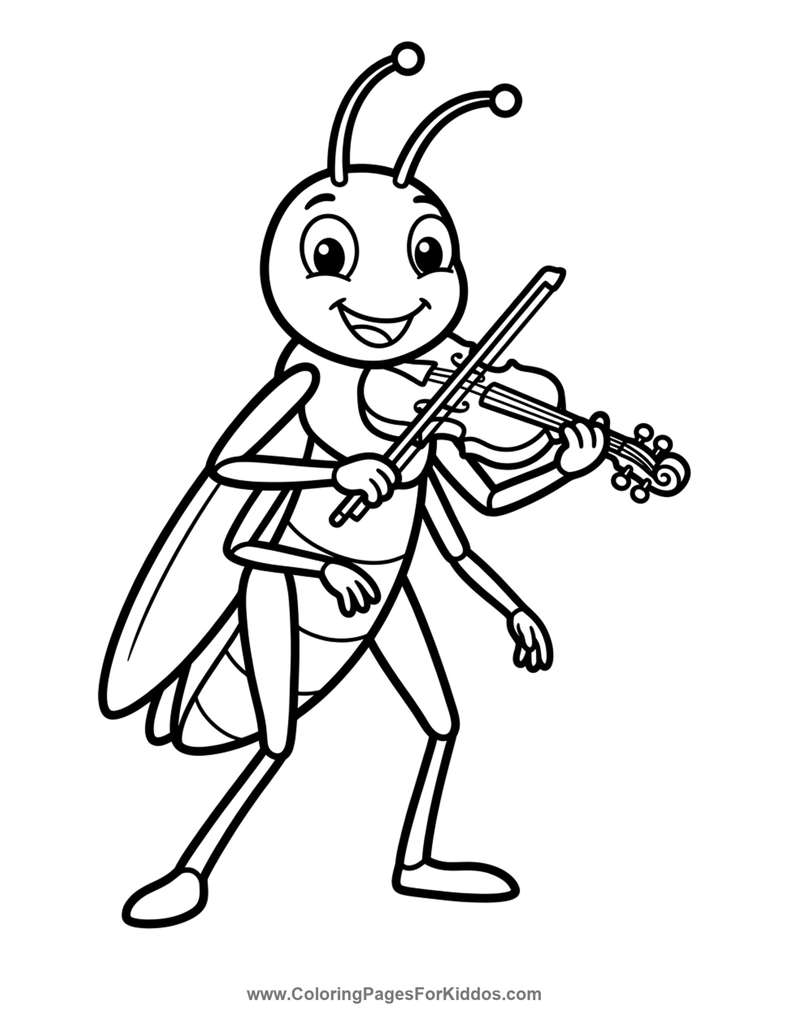 Grasshopper Playing A Fiddle coloring page