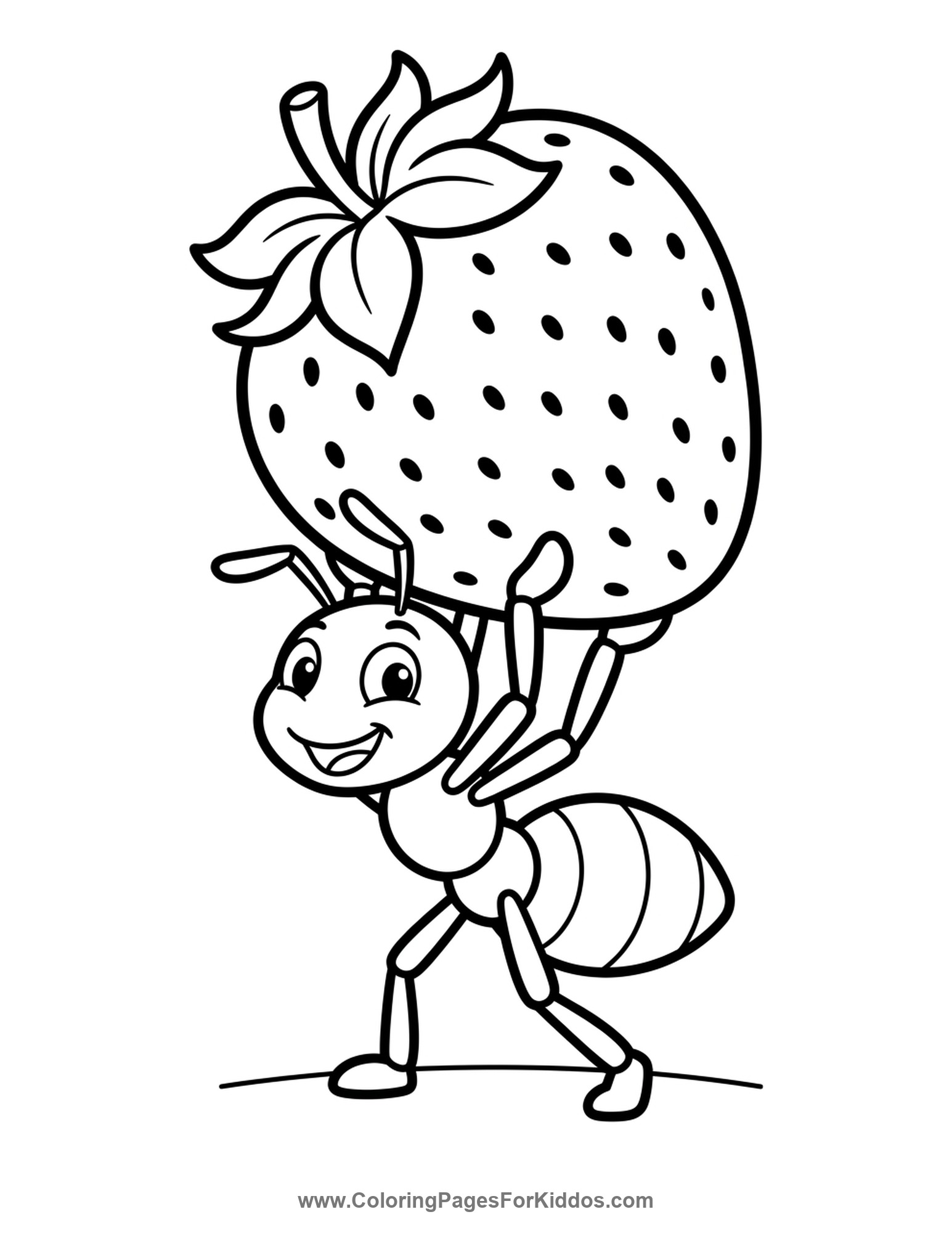 Strong Ant Lifting A Berry coloring page