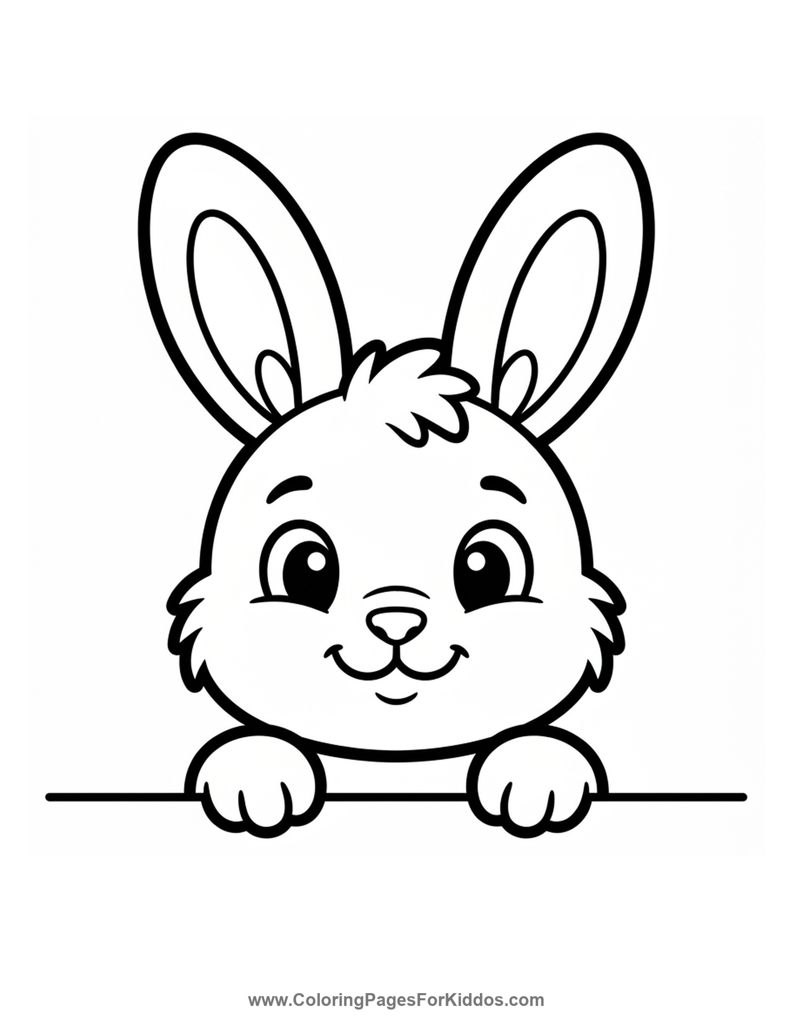 Bunny Peeking Over A Wall coloring page