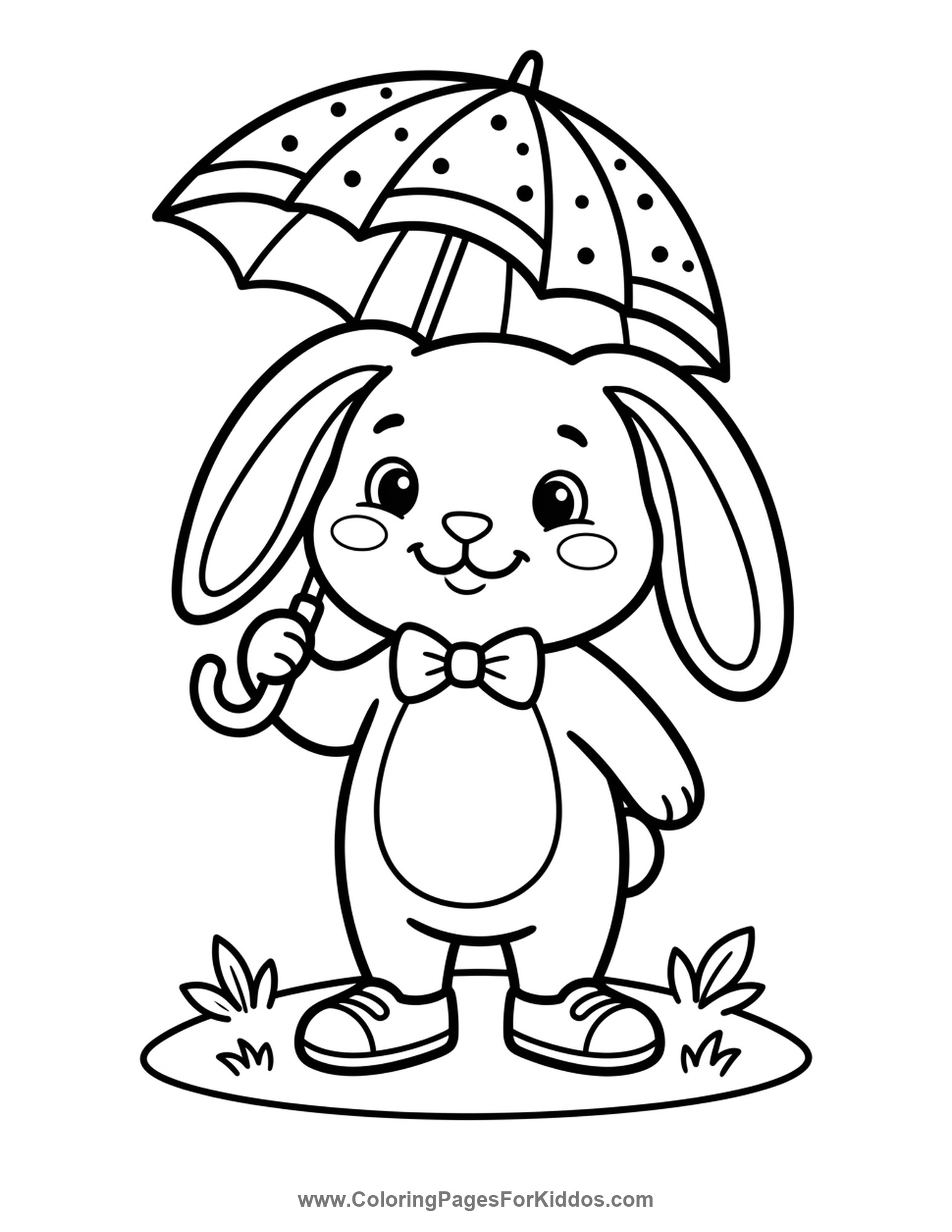 Bunny With An Umbrella coloring page