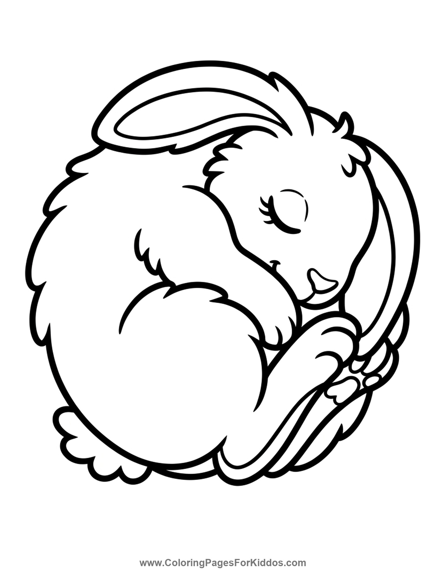 Cute Sleeping Bunny Curled coloring page