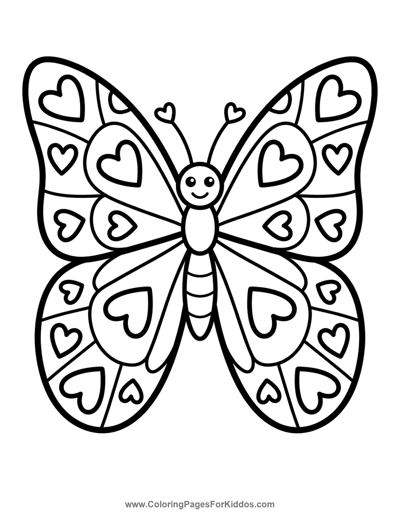 Butterfly With Heart Wings coloring page