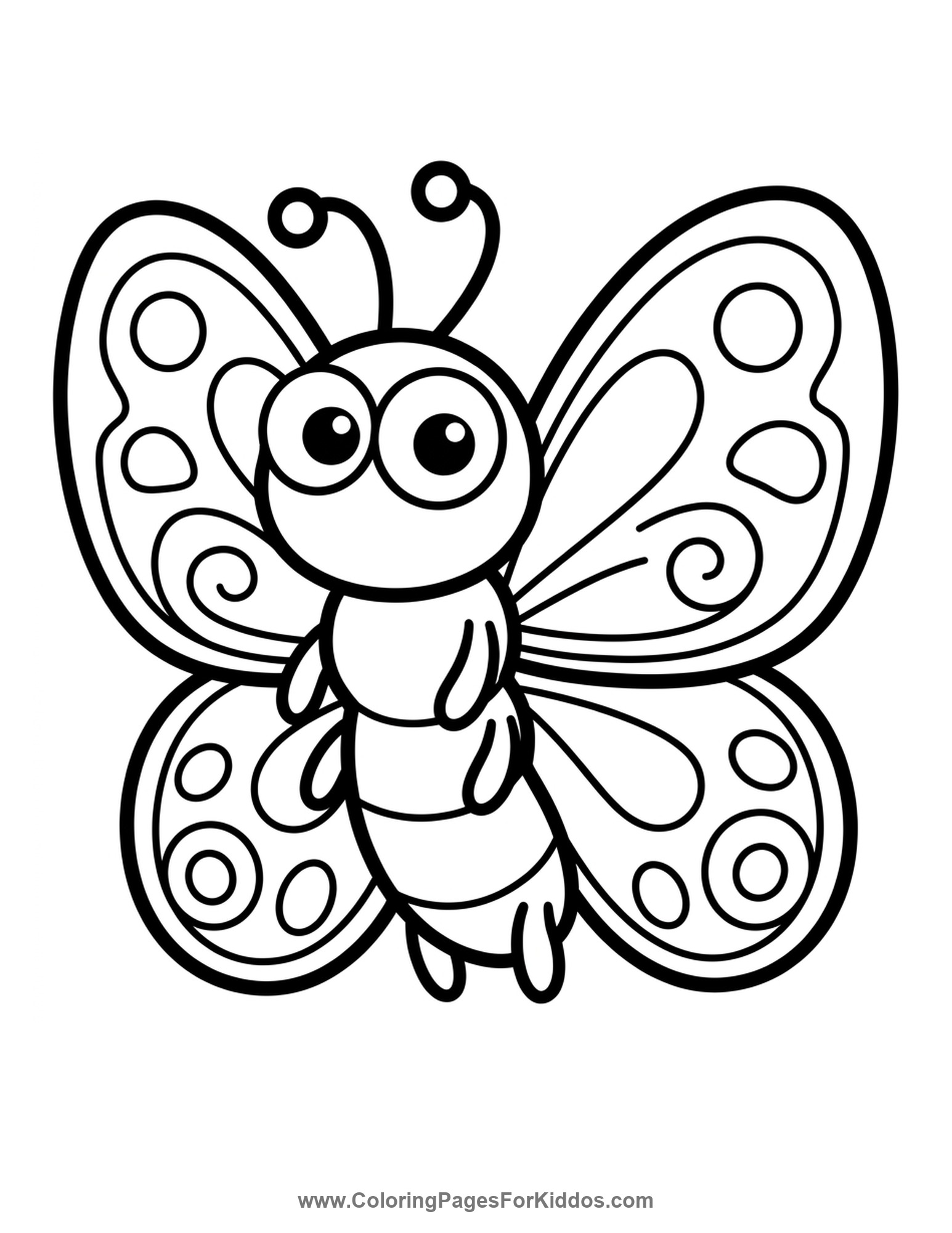 Googly-Eyed Butterfly Friend coloring page