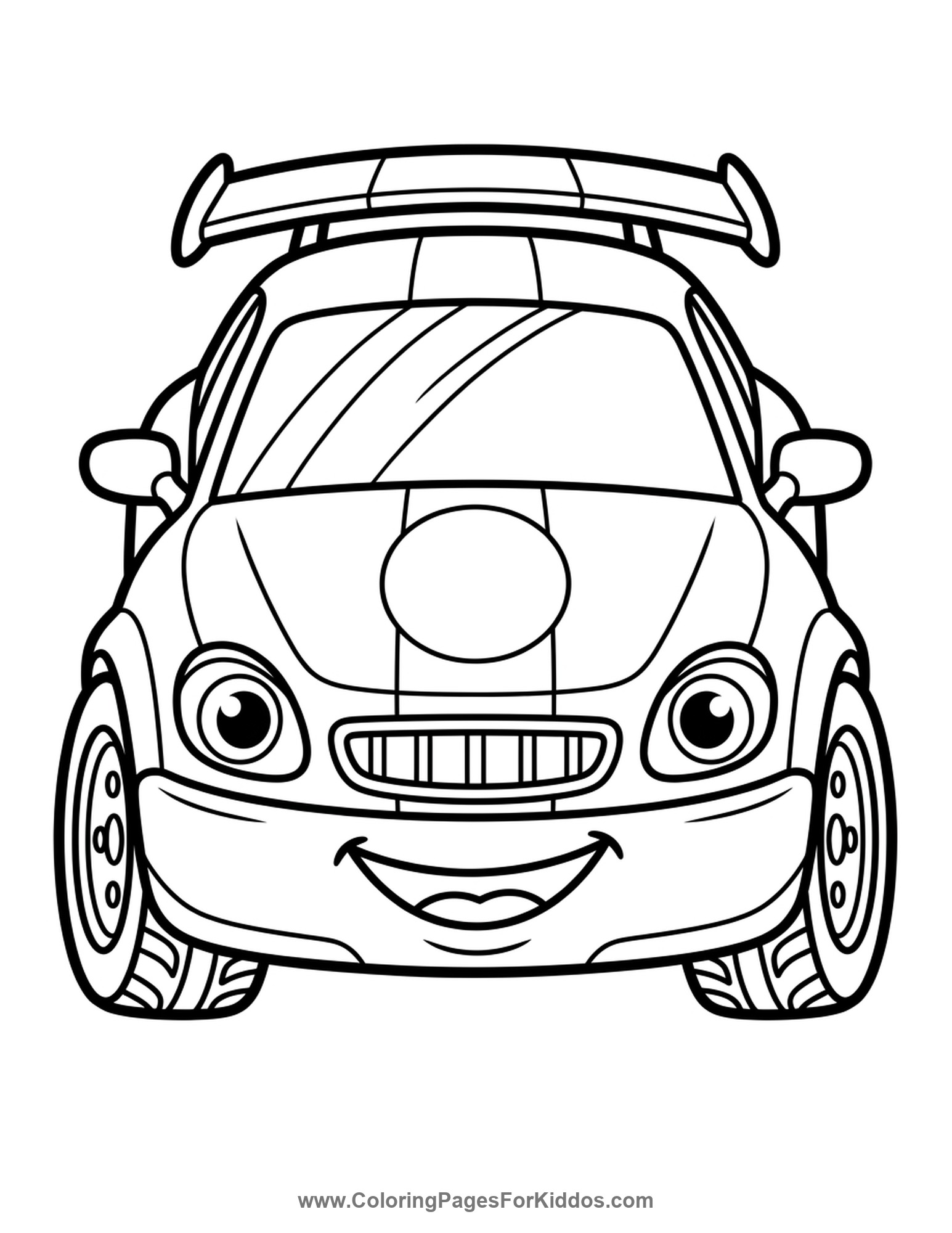 Happy Waving Race Car coloring page