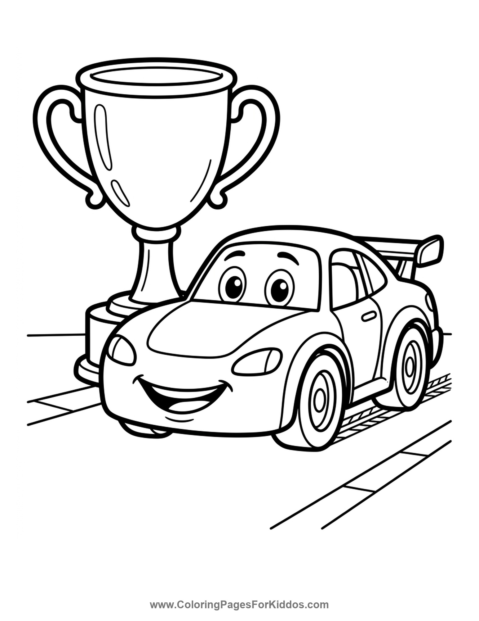 Racer With Big Trophy coloring page