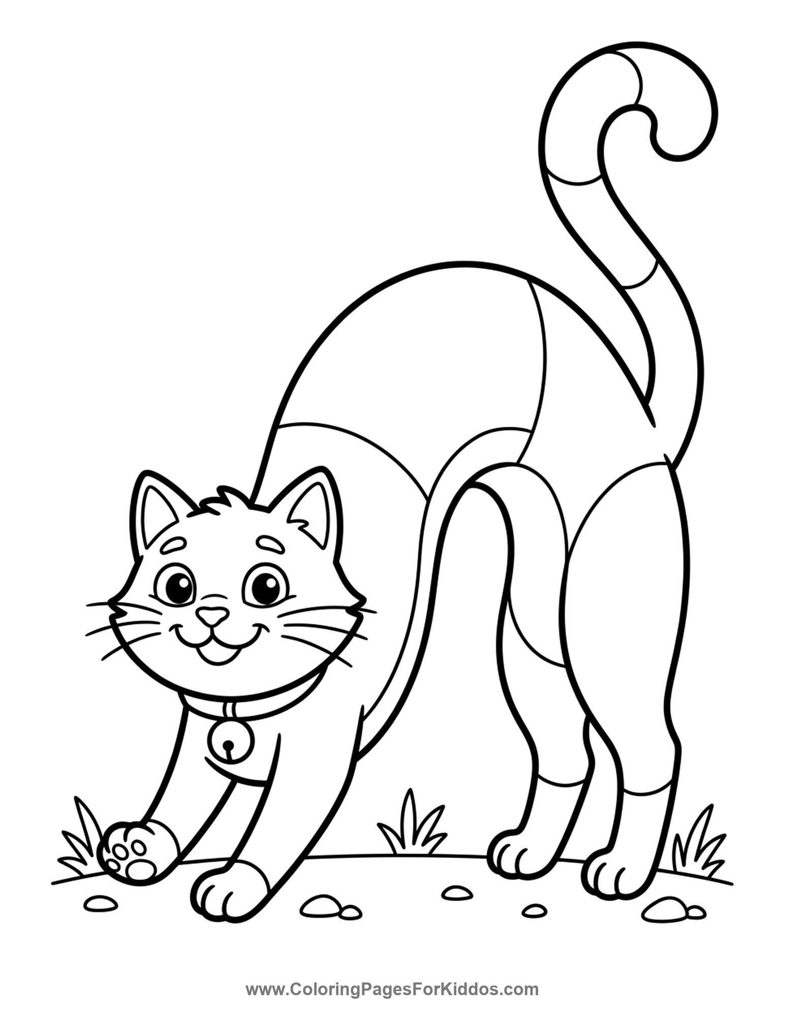 Big Morning Stretch Cat coloring page