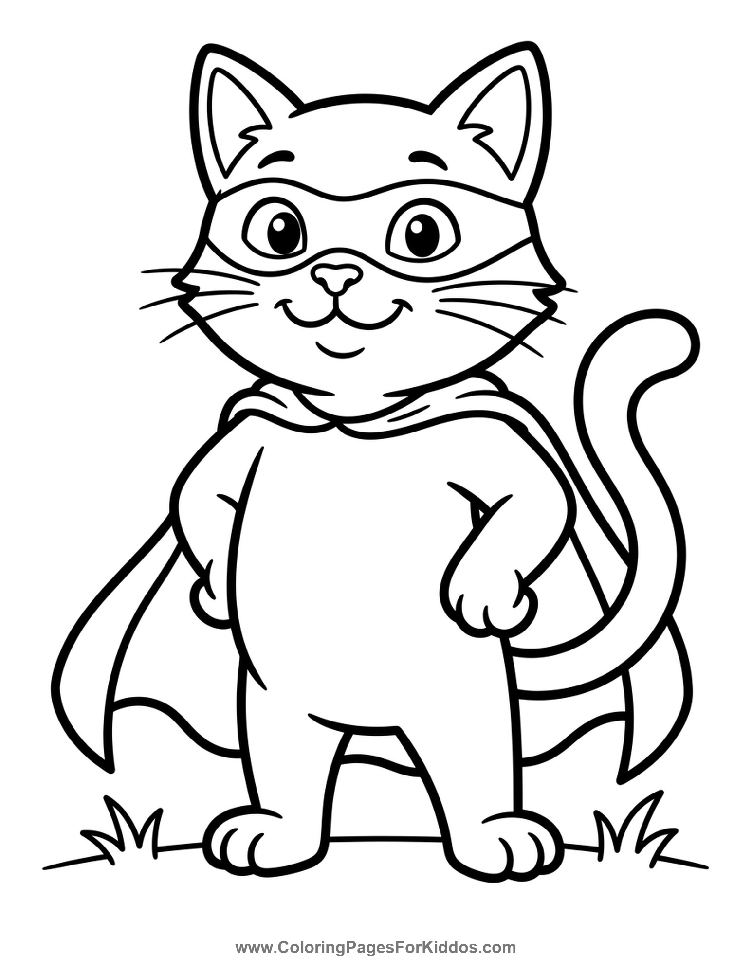 Brave Super Hero Cat coloring page