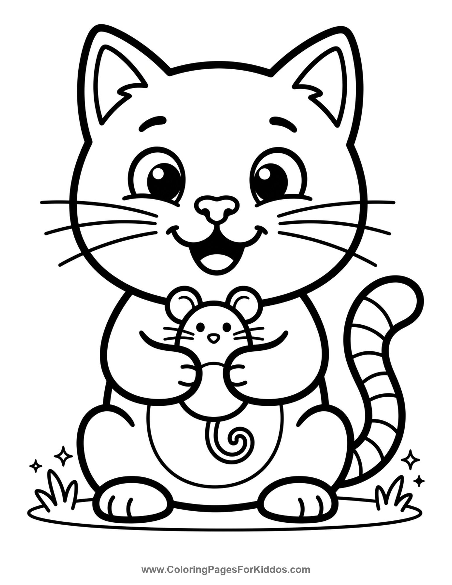 Cat With A Mouse Toy coloring page
