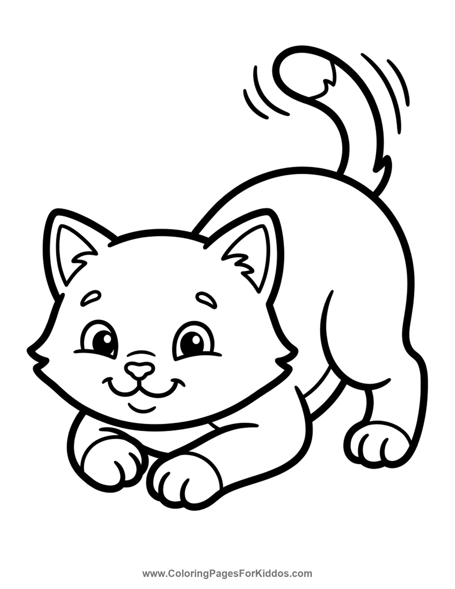 Playful Pouncing Kitten coloring page