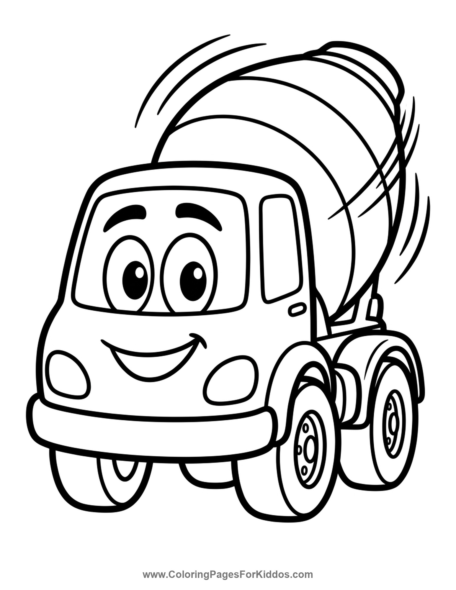 Cement Mixer Churning Away coloring page
