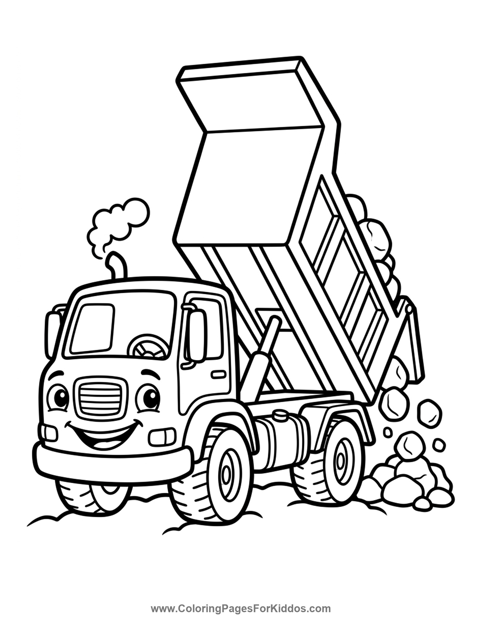 Dump Truck Tipping Its Load coloring page