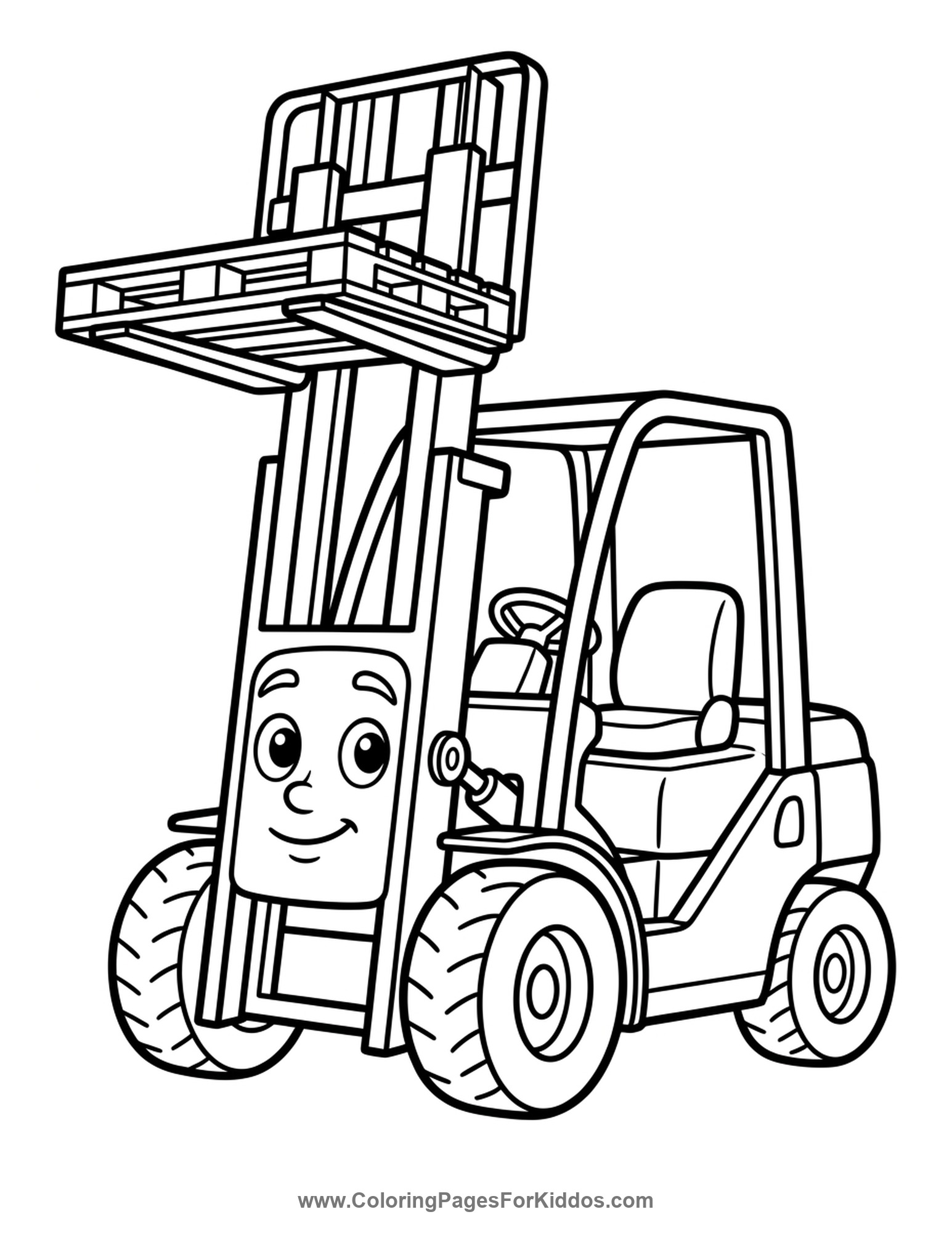 Friendly Forklift At Work coloring page