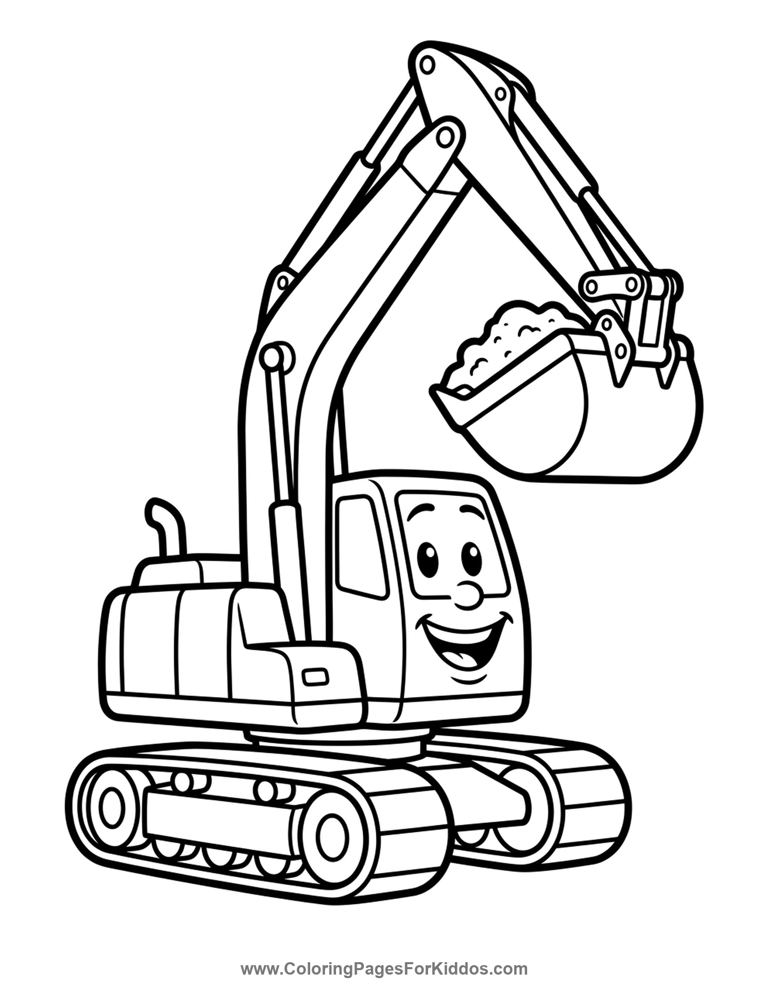 Happy Digger Scooping Earth coloring page