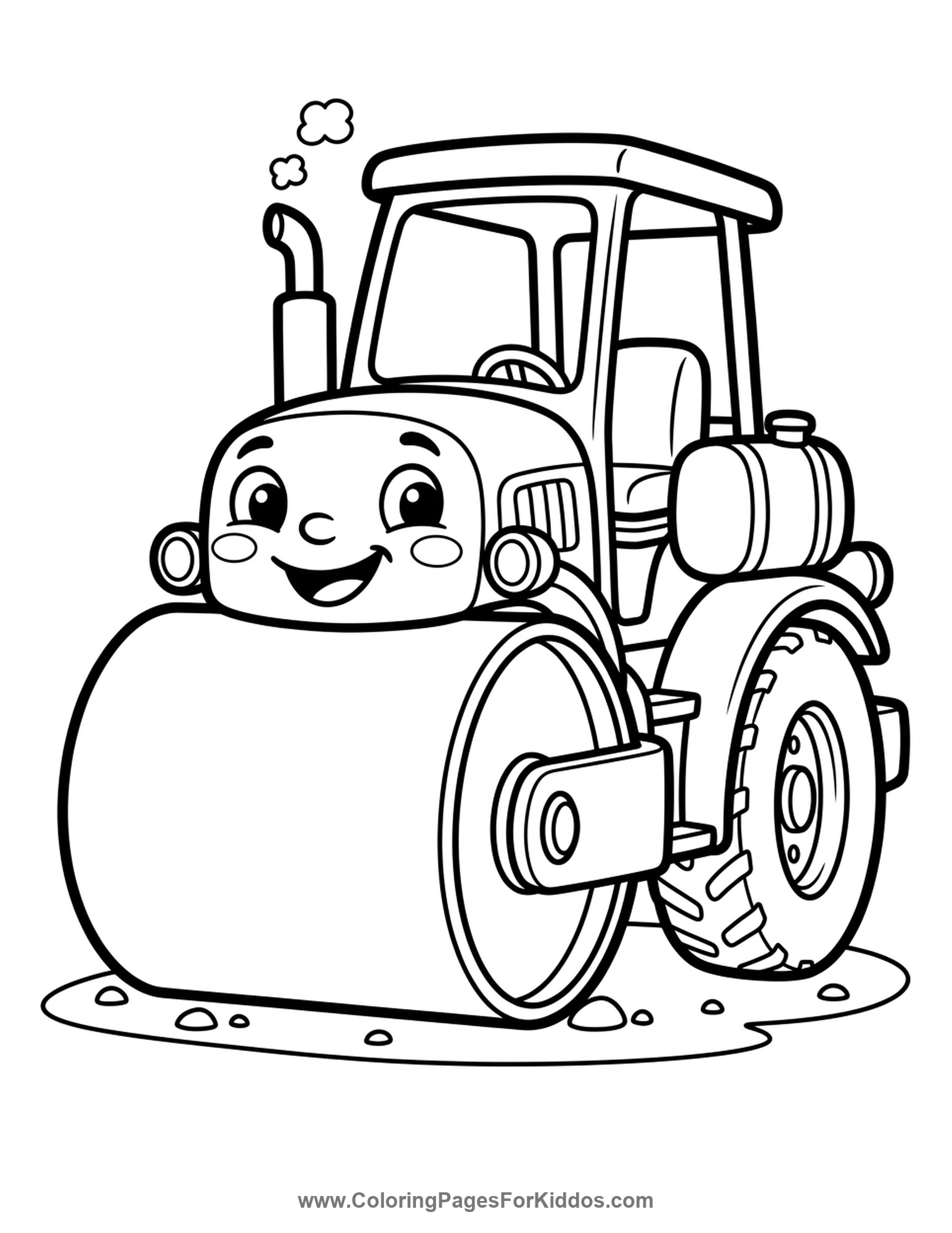 Road Roller Smoothing The Ground coloring page