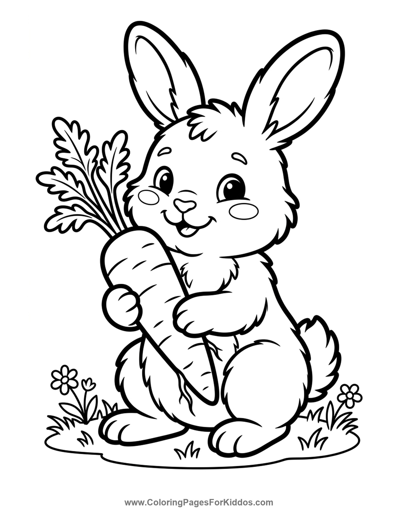 Bunny With A Big Carrot coloring page