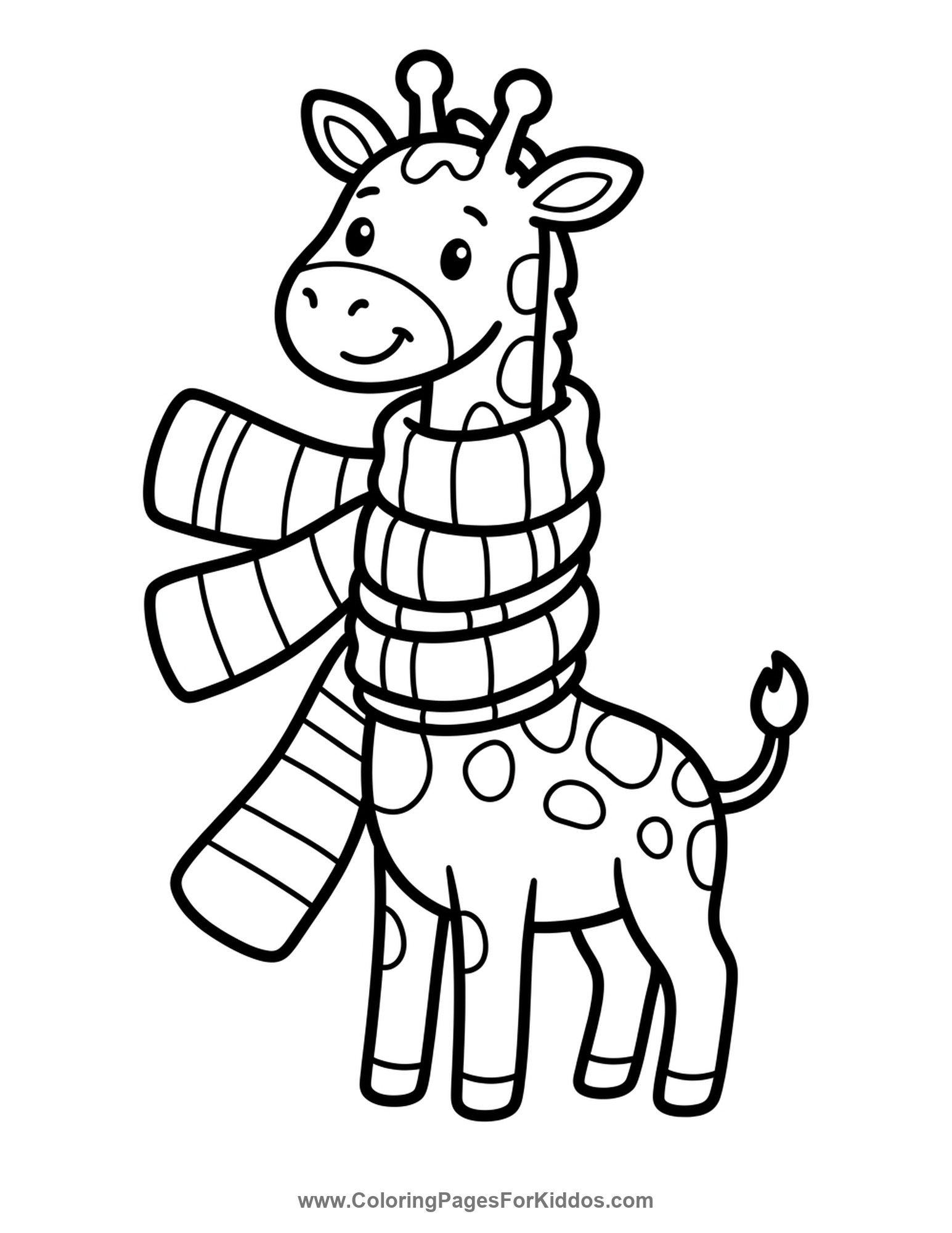 Giraffe With A Scarf coloring page