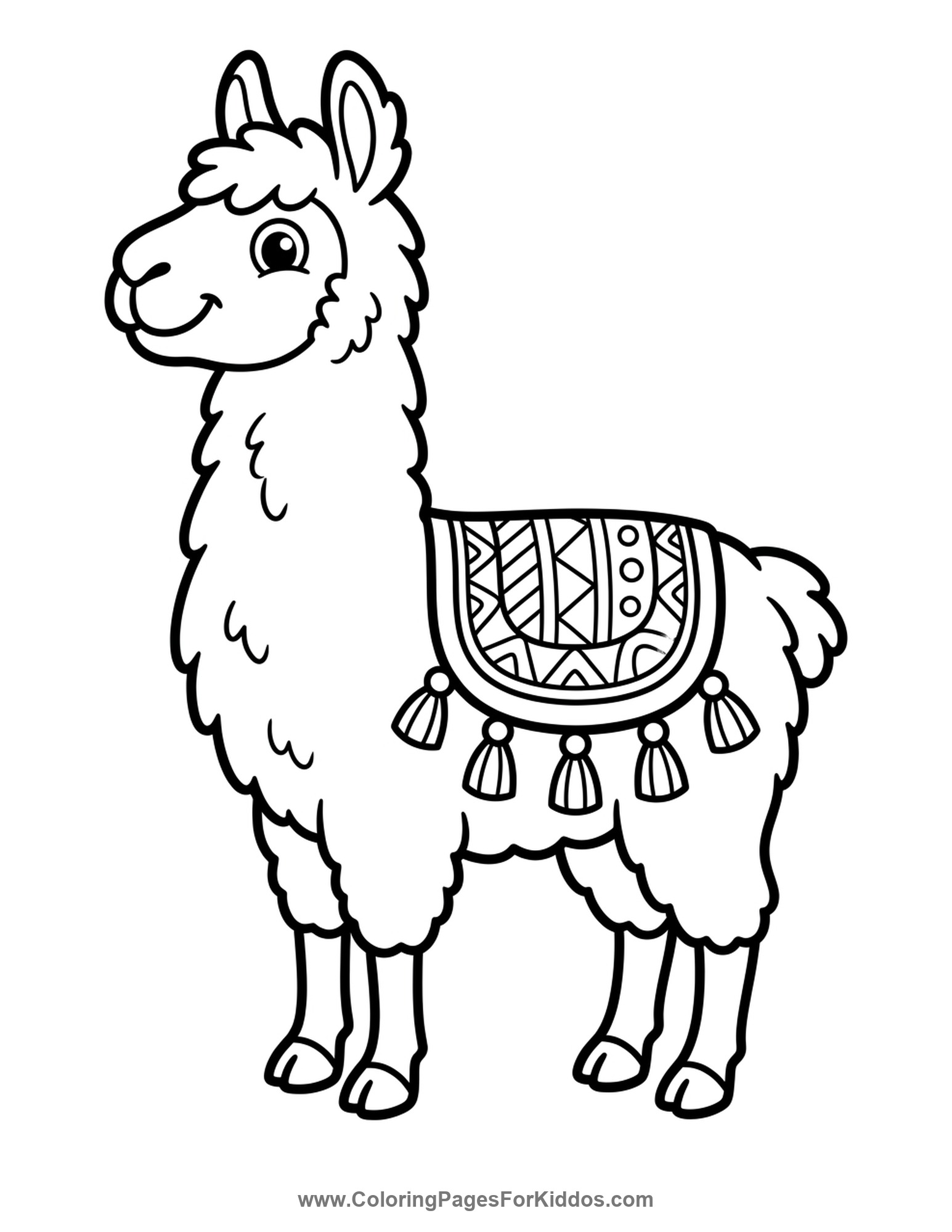Llama With Tassel Blanket coloring page