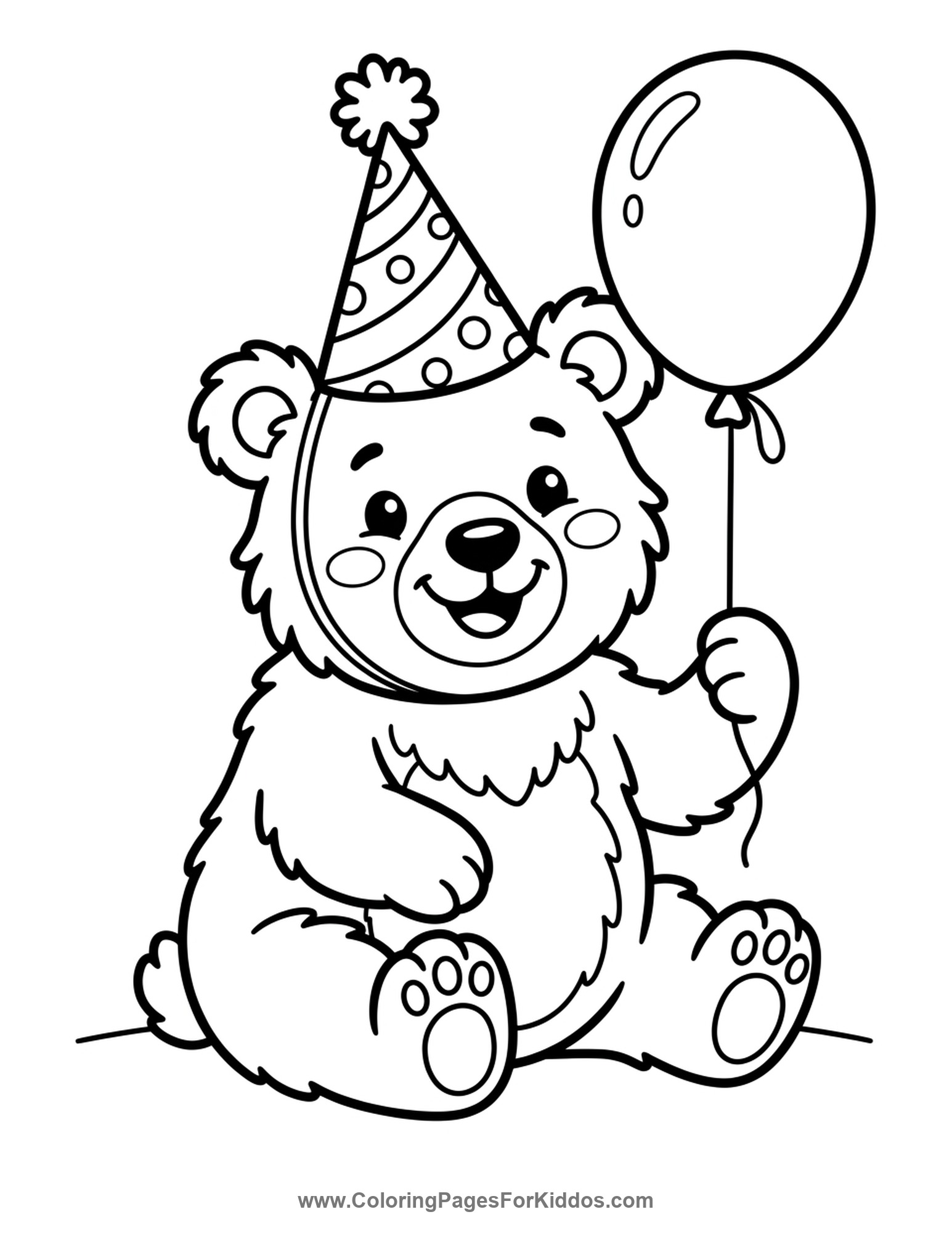 Party Hat Birthday Bear coloring page