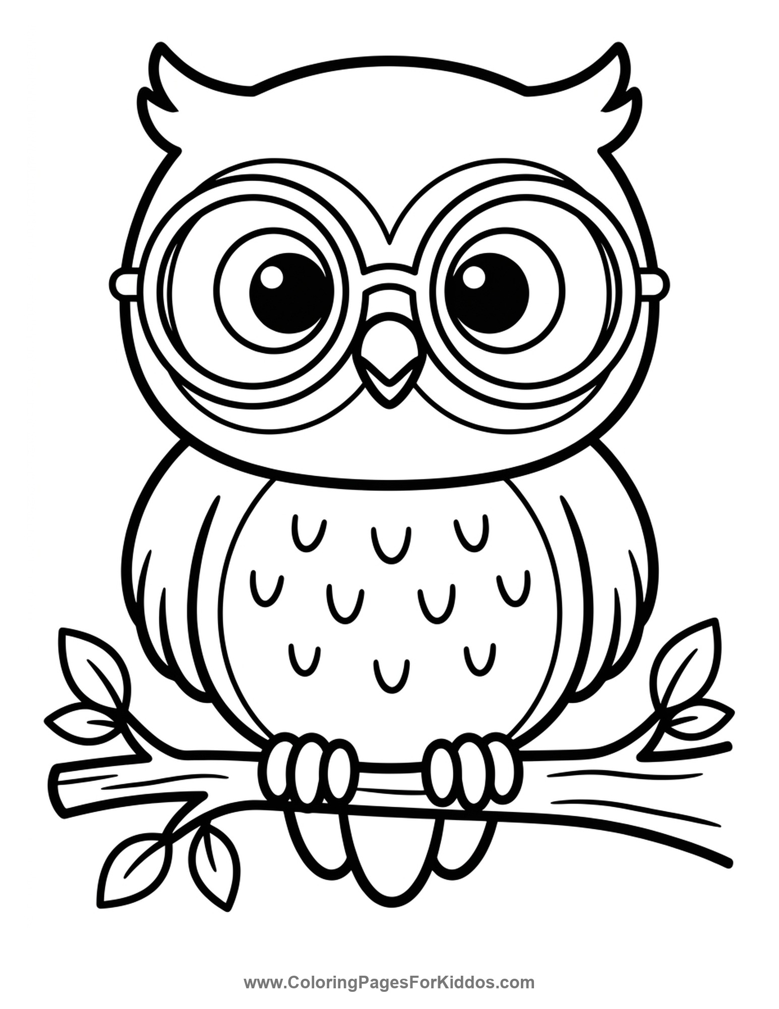 Wise Little Owl Professor coloring page