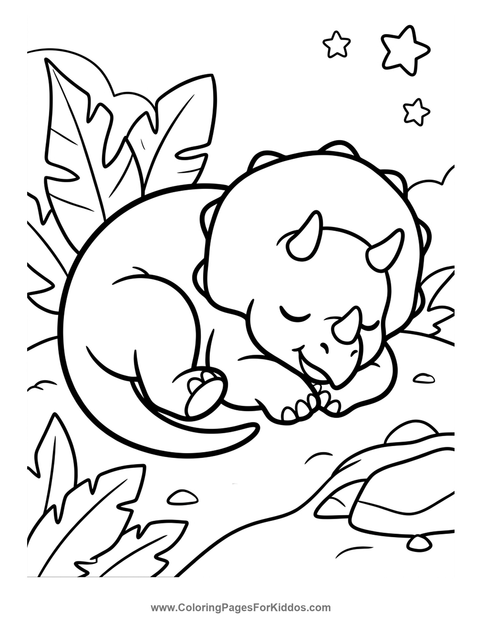 Baby Triceratops Napping coloring page