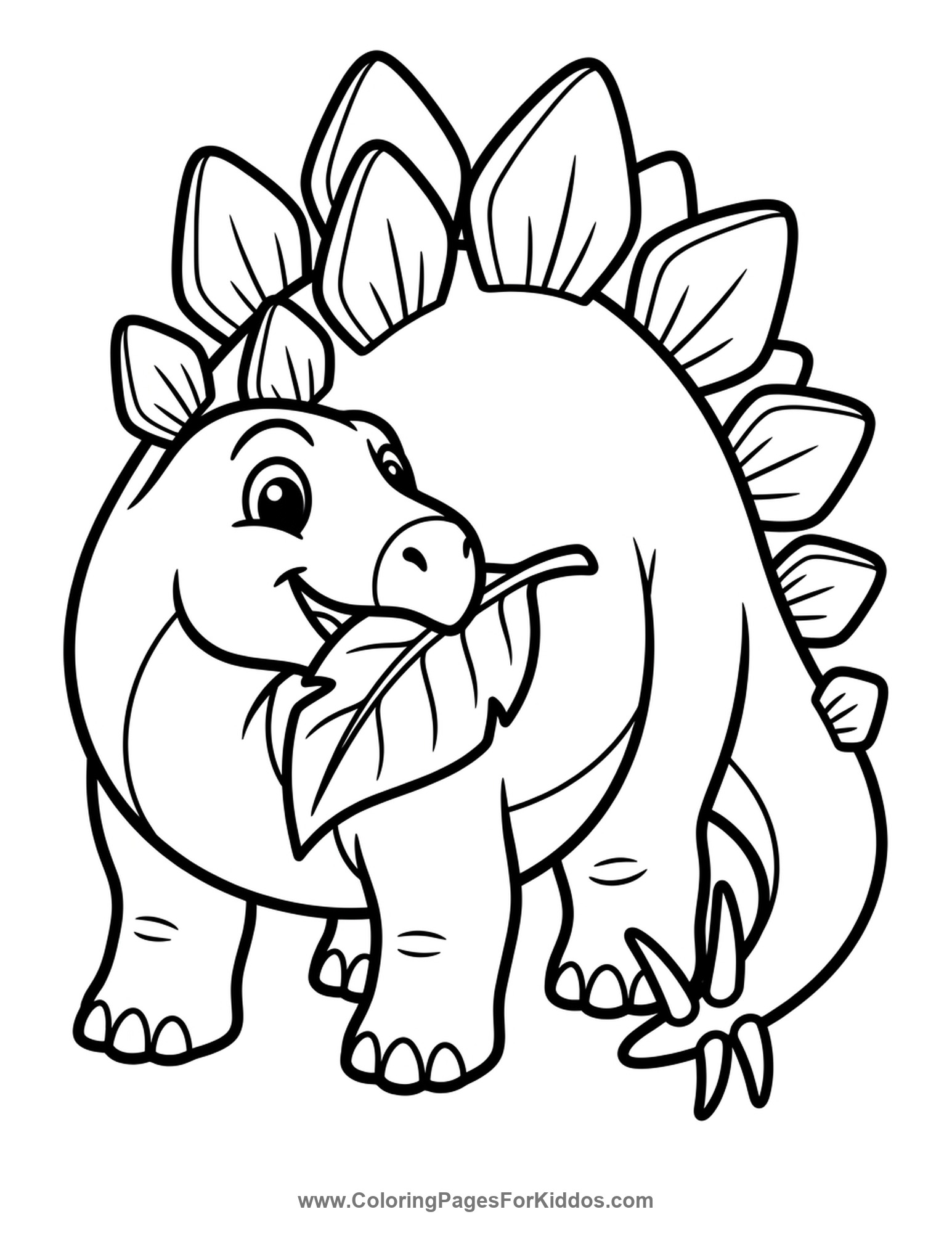 Happy Stegosaurus Eating coloring page