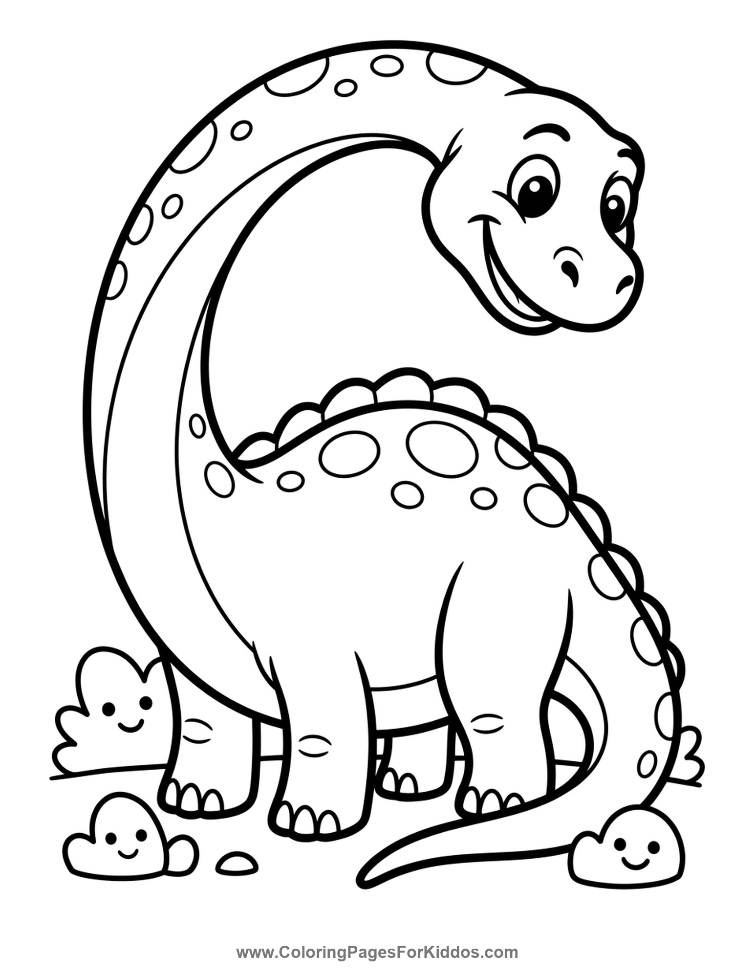 Smiling Long-Neck Dinosaur coloring page