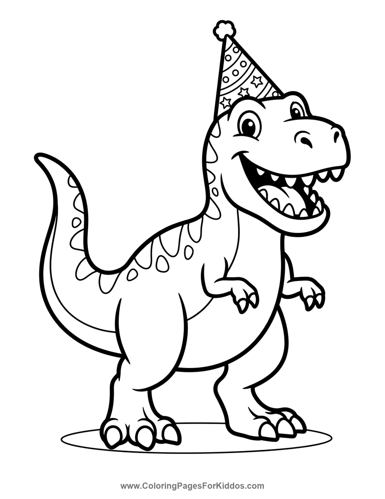 T-Rex Wearing A Party Hat coloring page