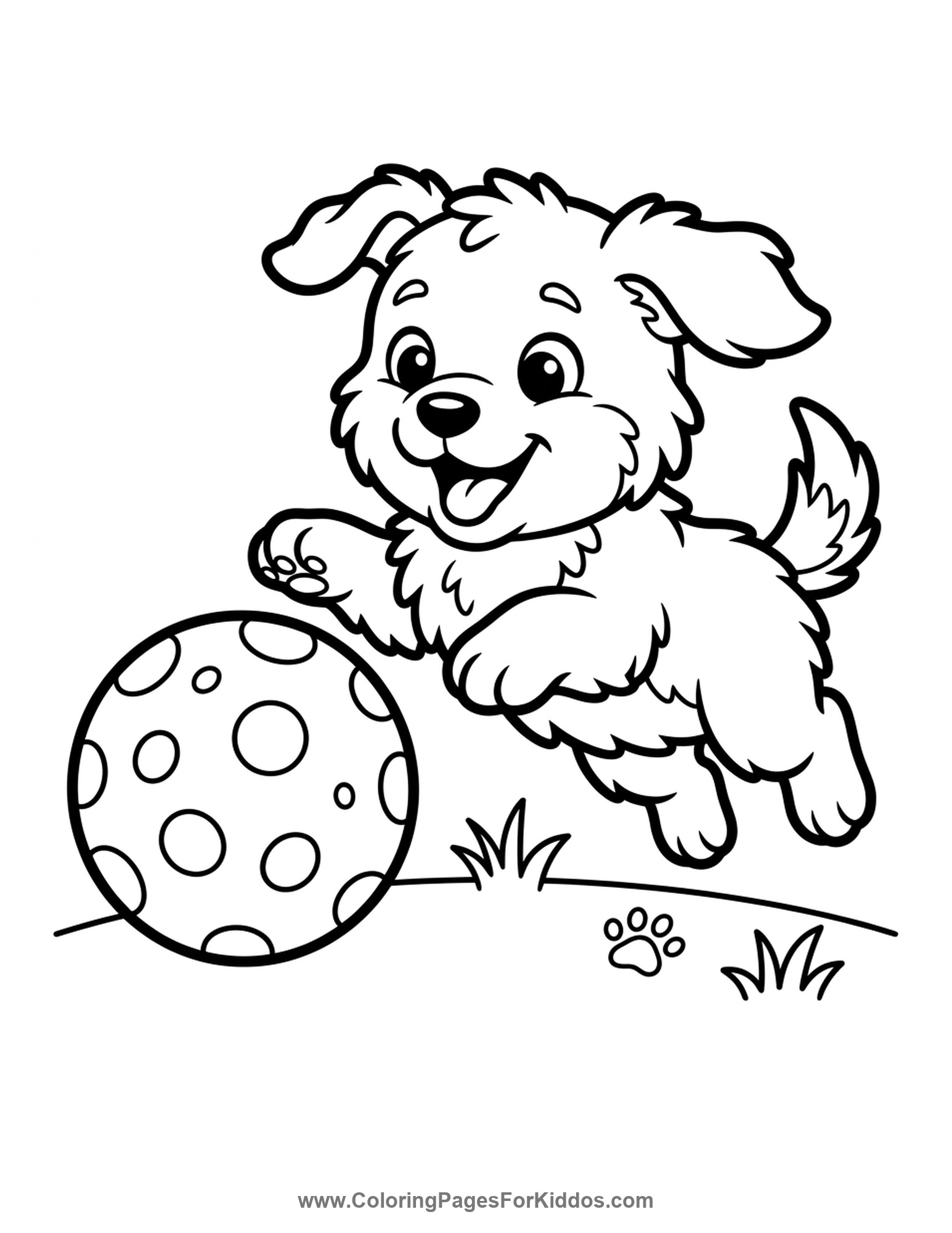 Puppy Playing With Ball coloring page