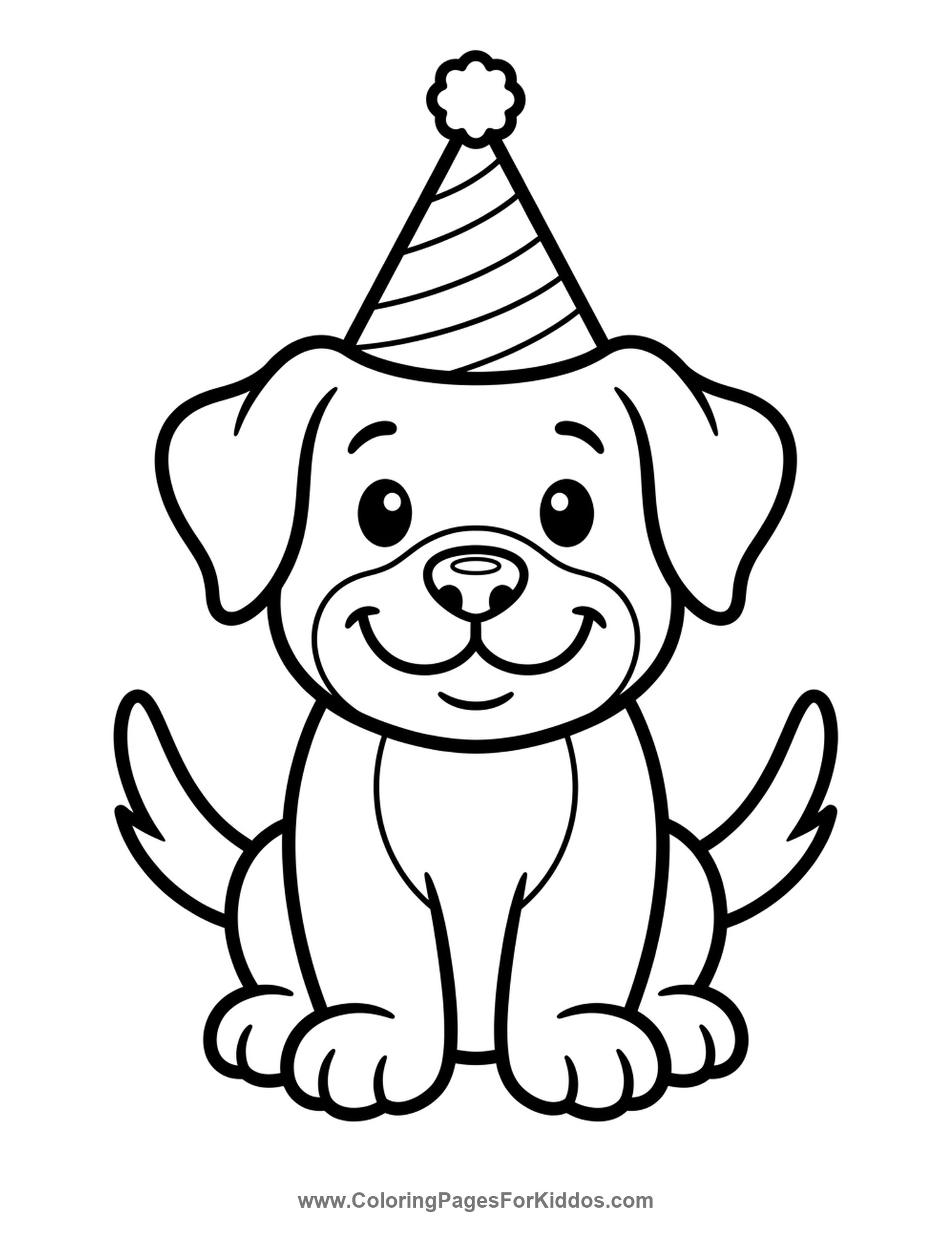 Puppy With Birthday Hat coloring page