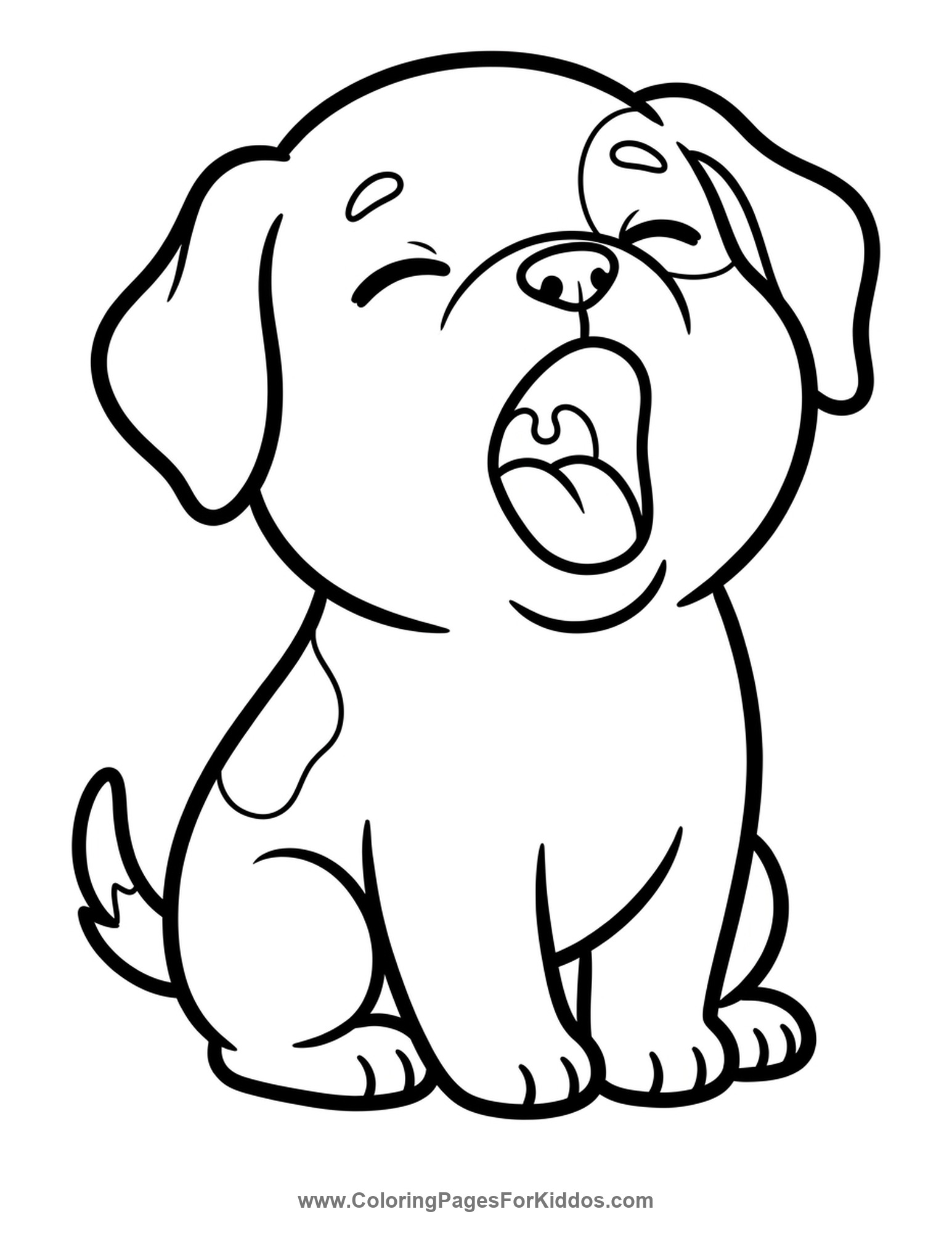 Sleepy Yawning Puppy coloring page