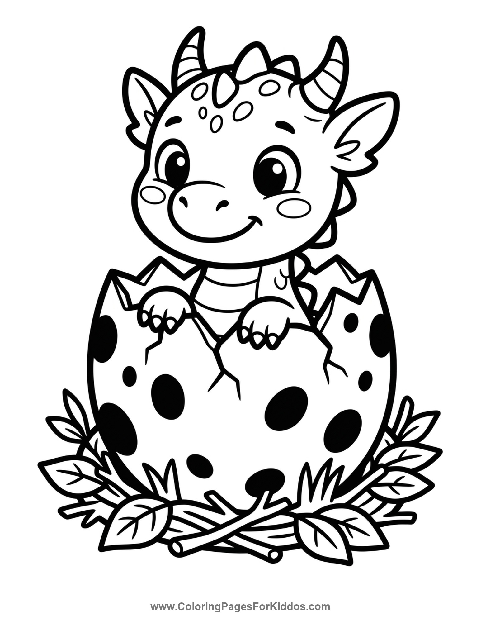 Baby Dragon Hatching coloring page