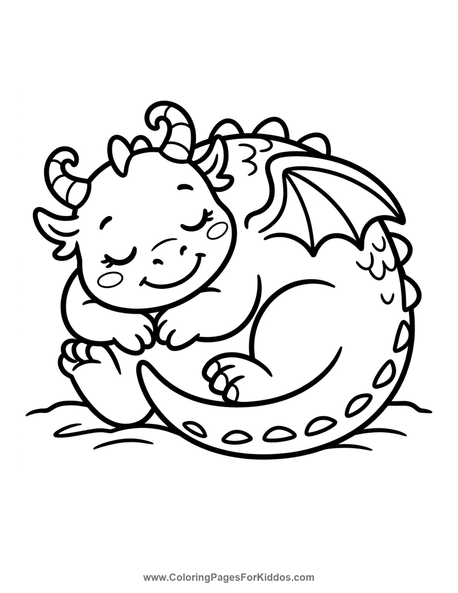 Cozy Sleeping Dragon coloring page