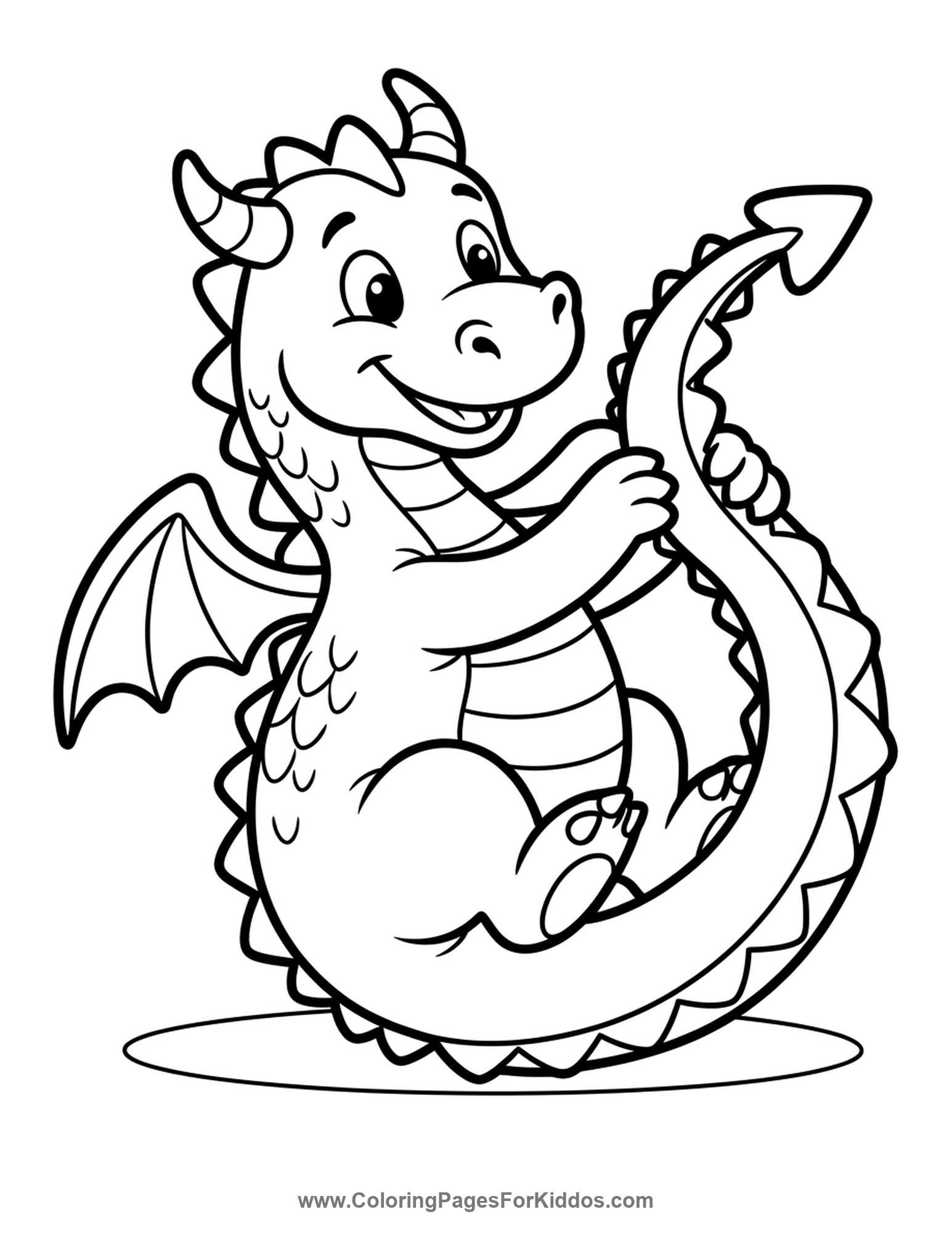 Dragon Chasing Its Tail coloring page