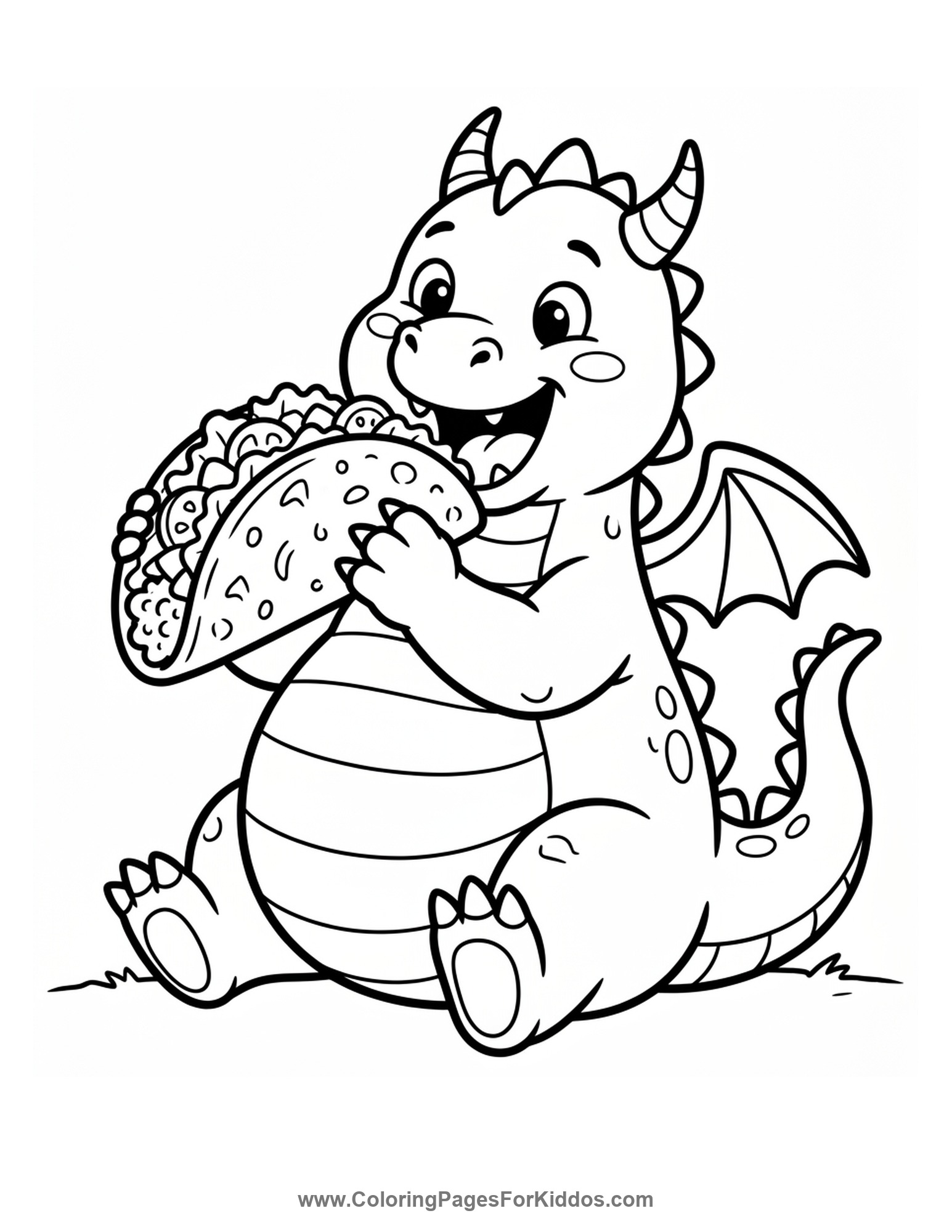 Dragon Eating A Taco coloring page